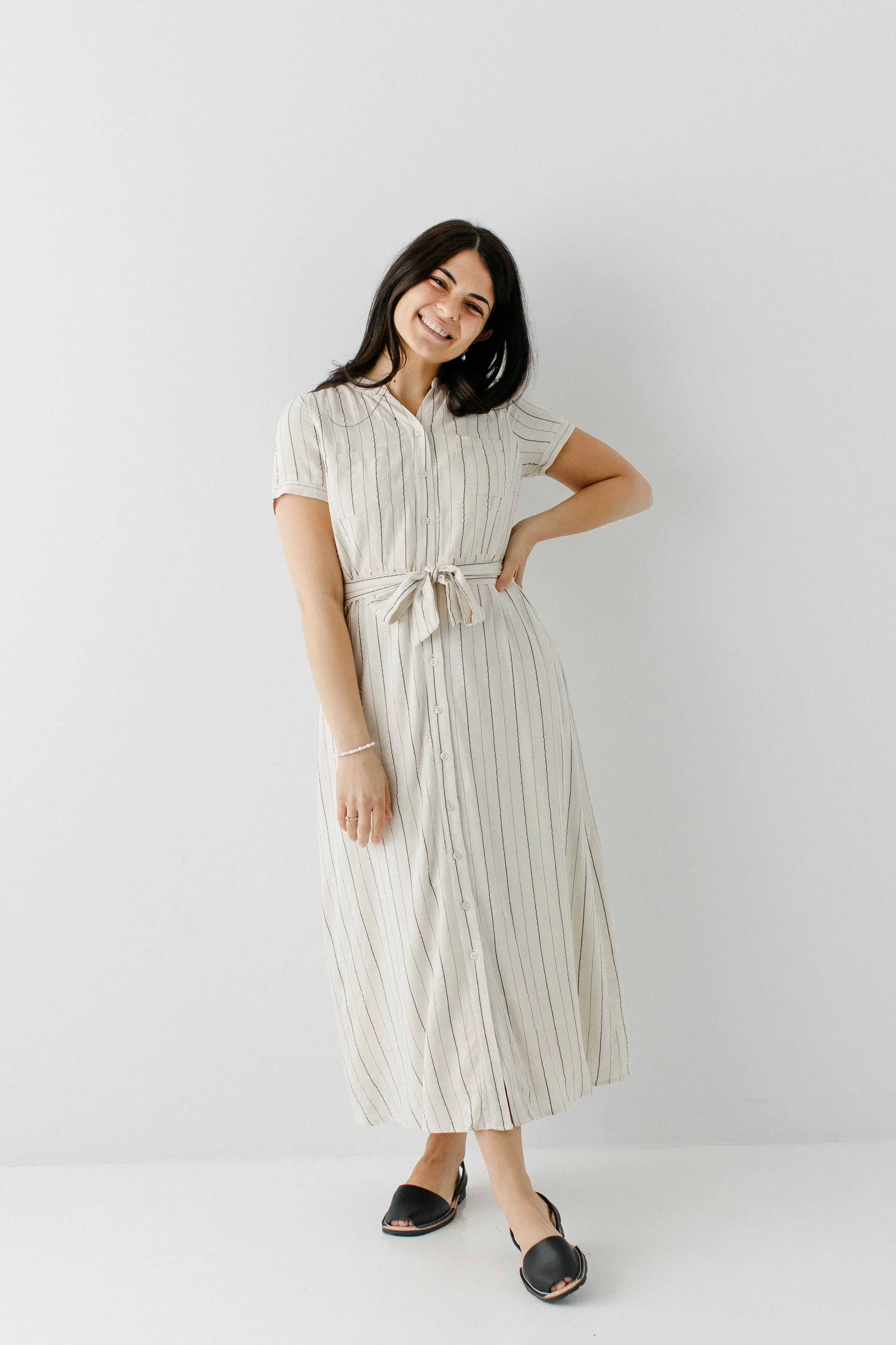 Ada Striped A-Line Shirtdress