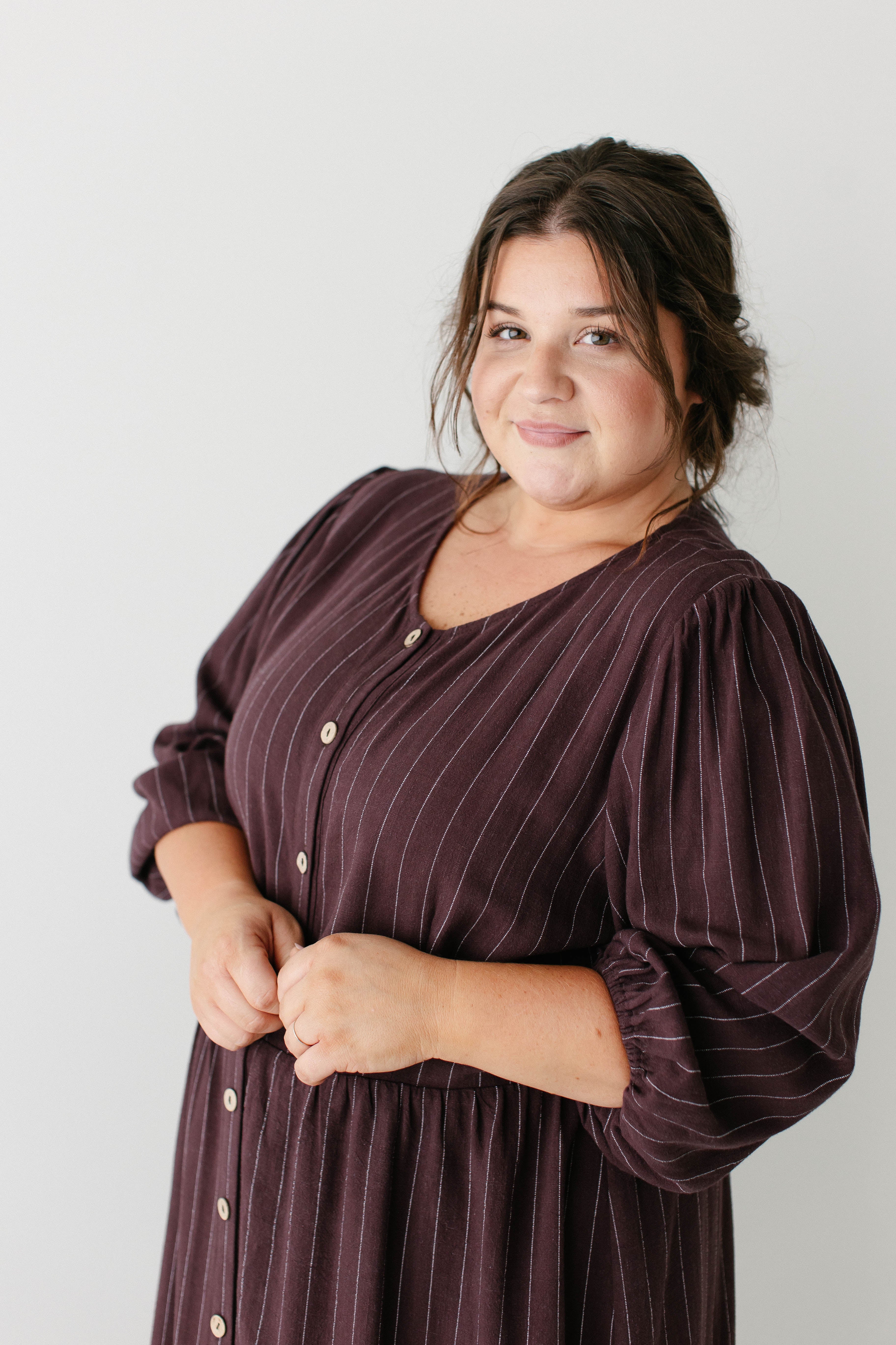Addy Button Down Striped Linen Blend Dress FINAL SALE - Image 3