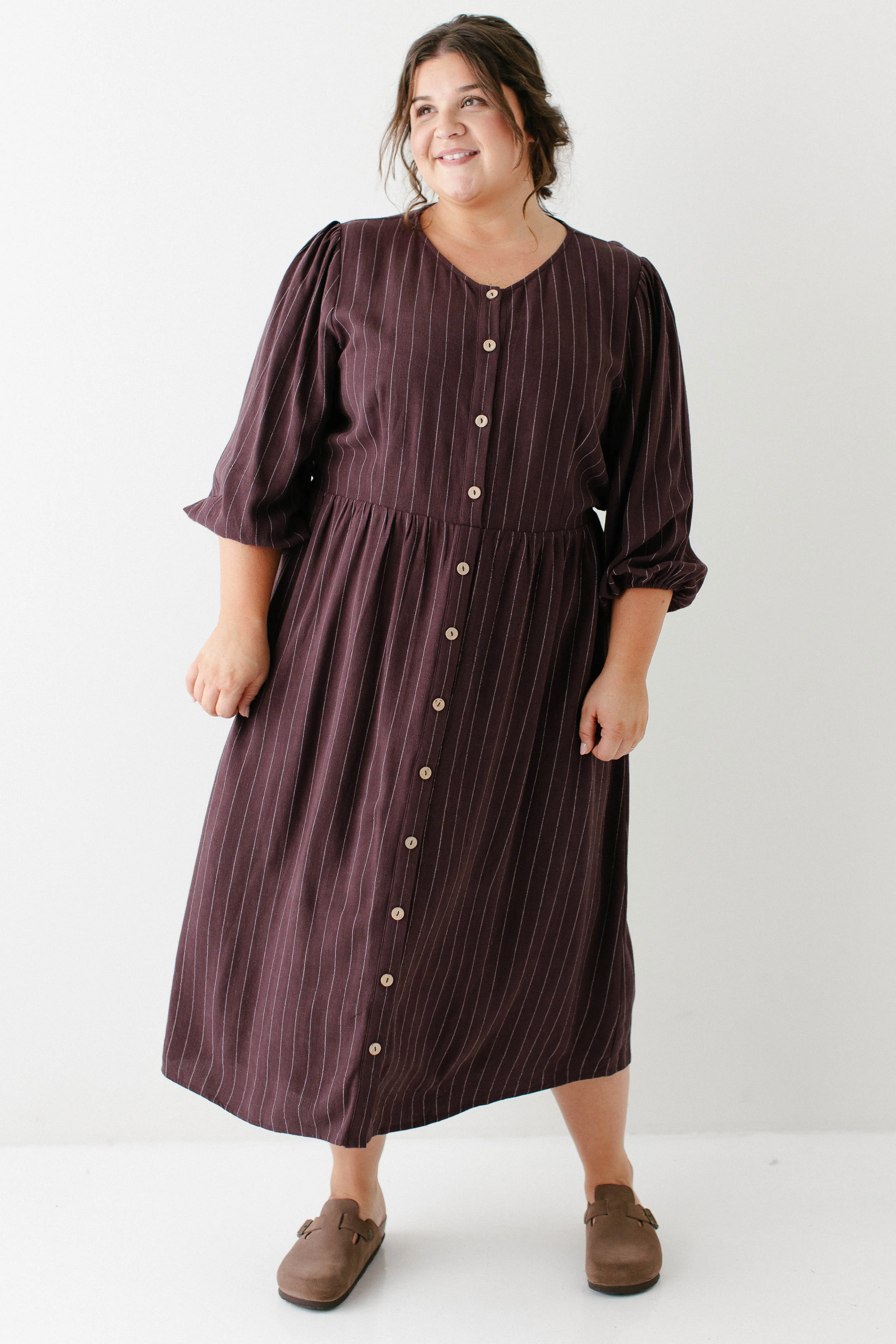 Addy Button Down Striped Linen Blend Dress FINAL SALE - Image 4