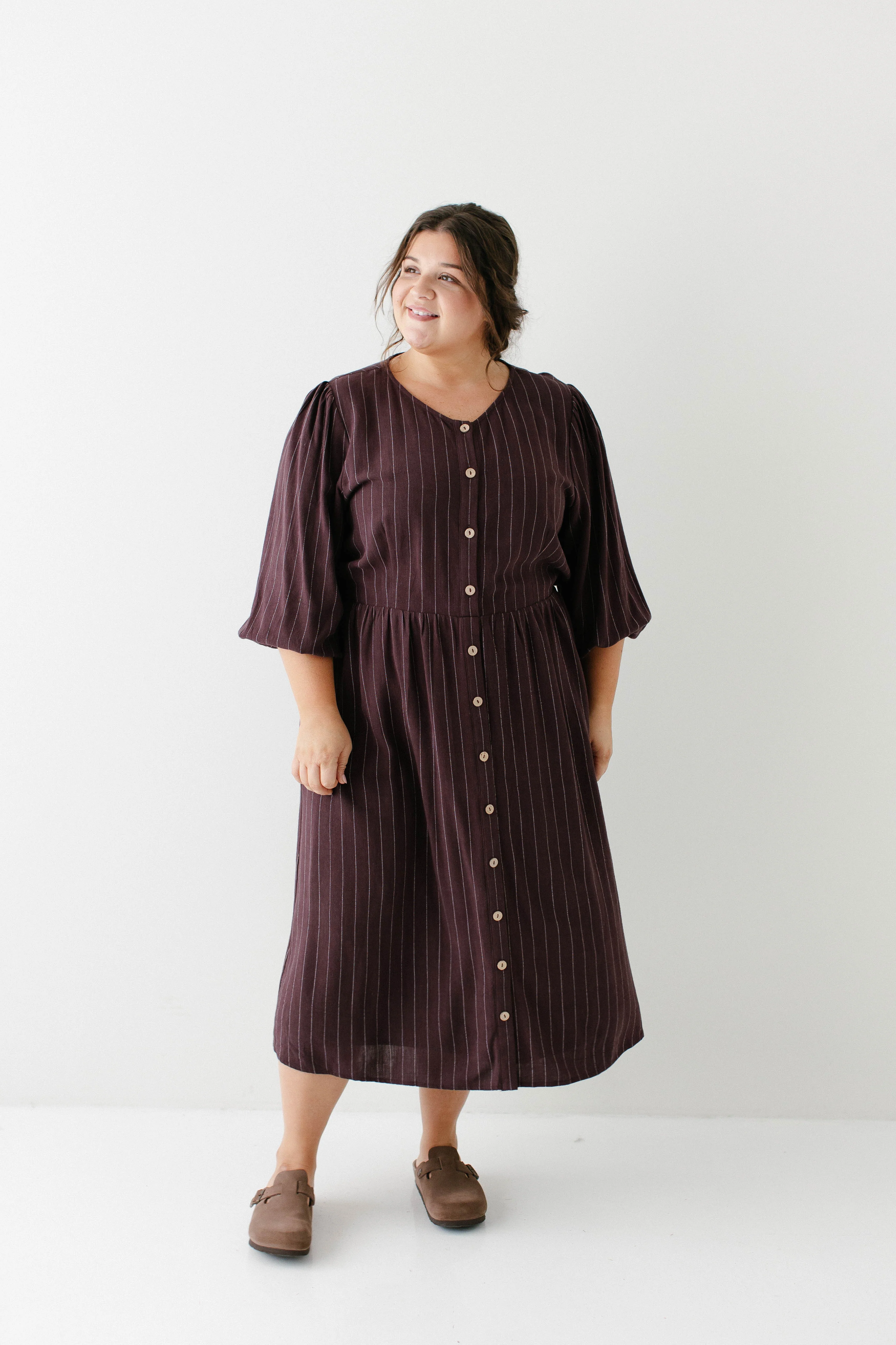 Addy Button Down Striped Linen Blend Dress FINAL SALE - Image 5