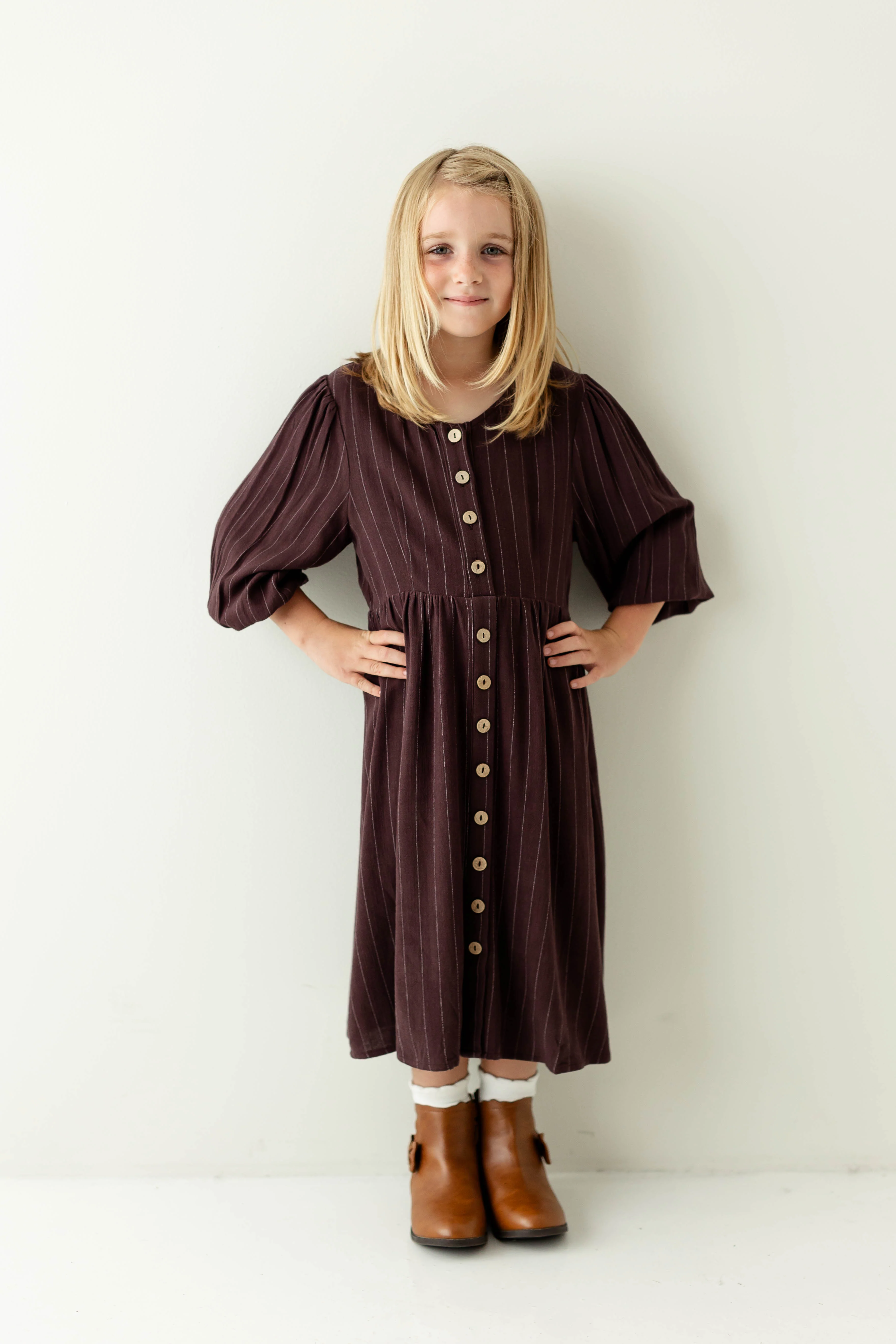 Addy Girl Button Down Striped Linen Blend Dress FINAL SALE - Image 3