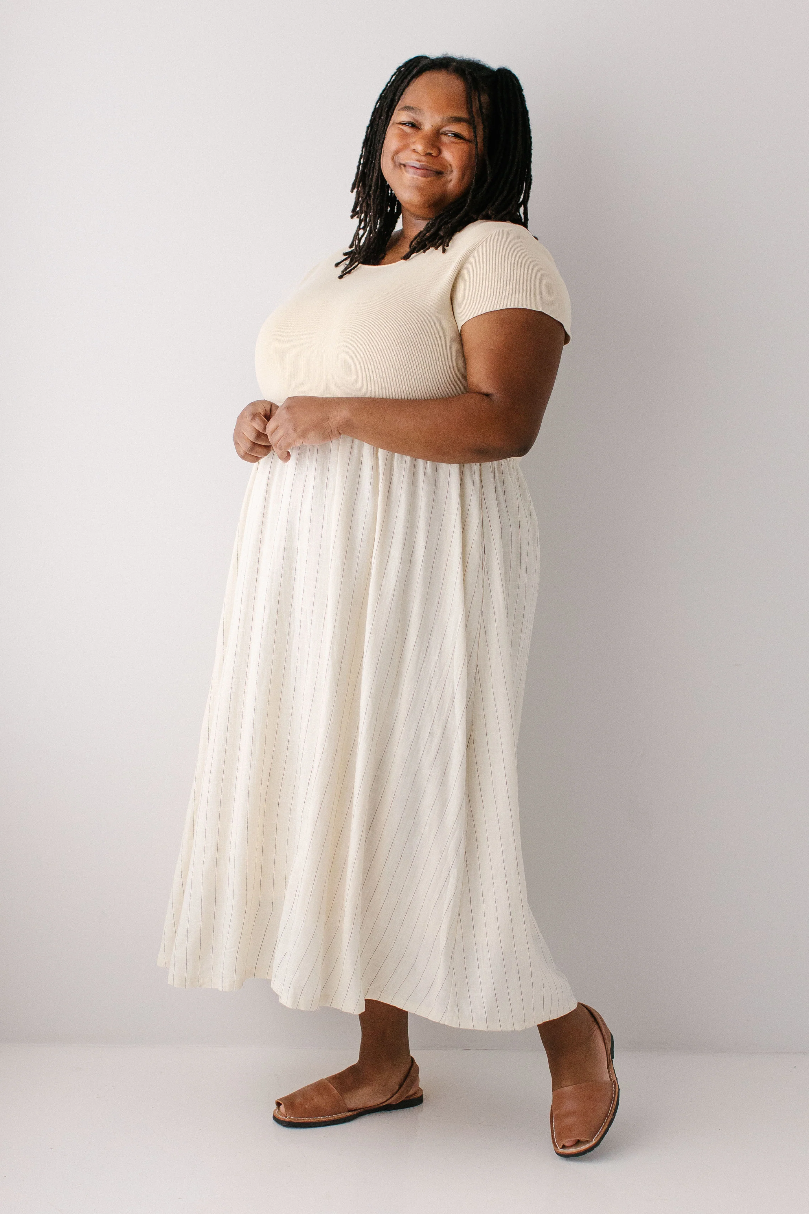Adelaide Mixed Media Midi Dress - Image 12