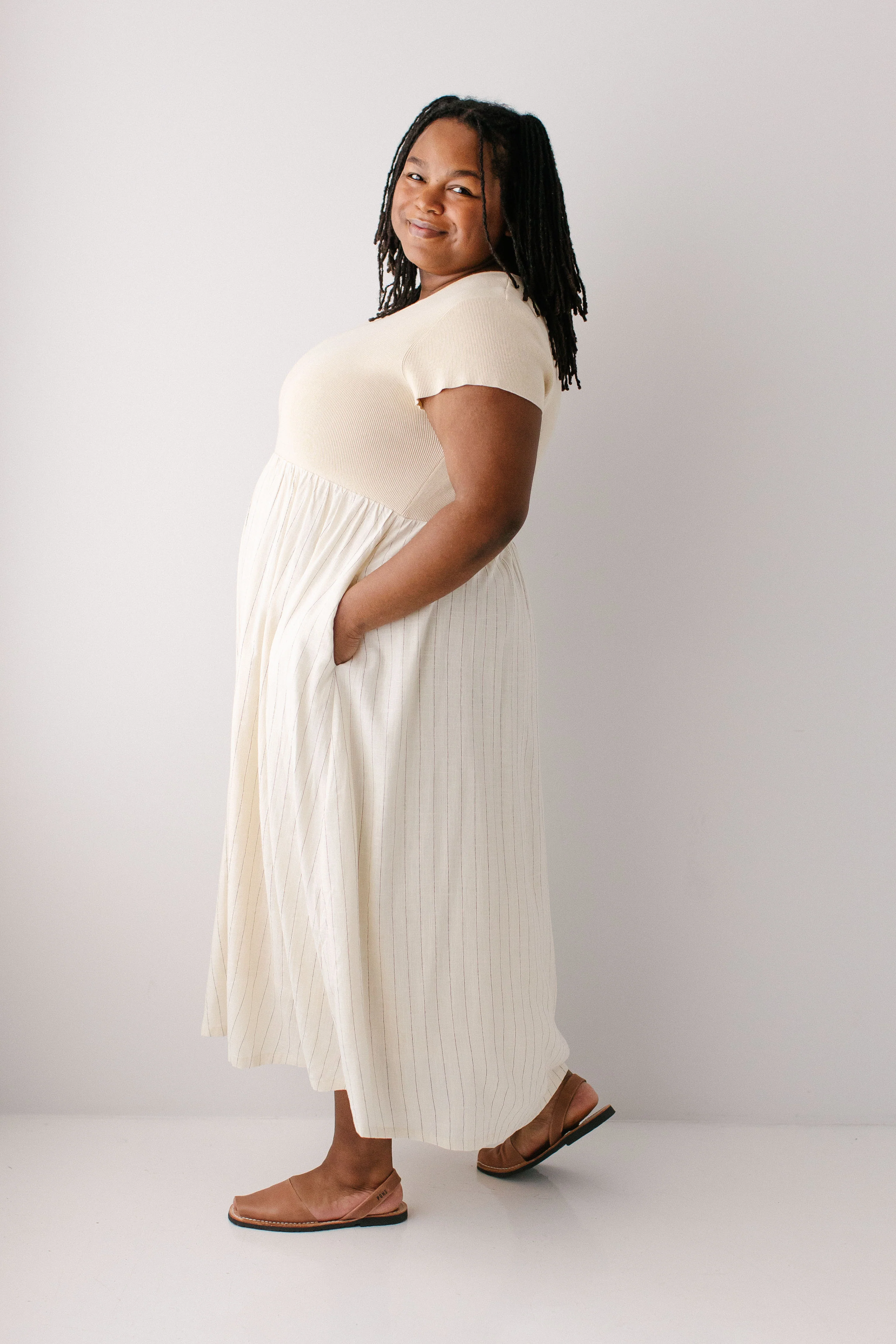 Adelaide Mixed Media Midi Dress - Image 15