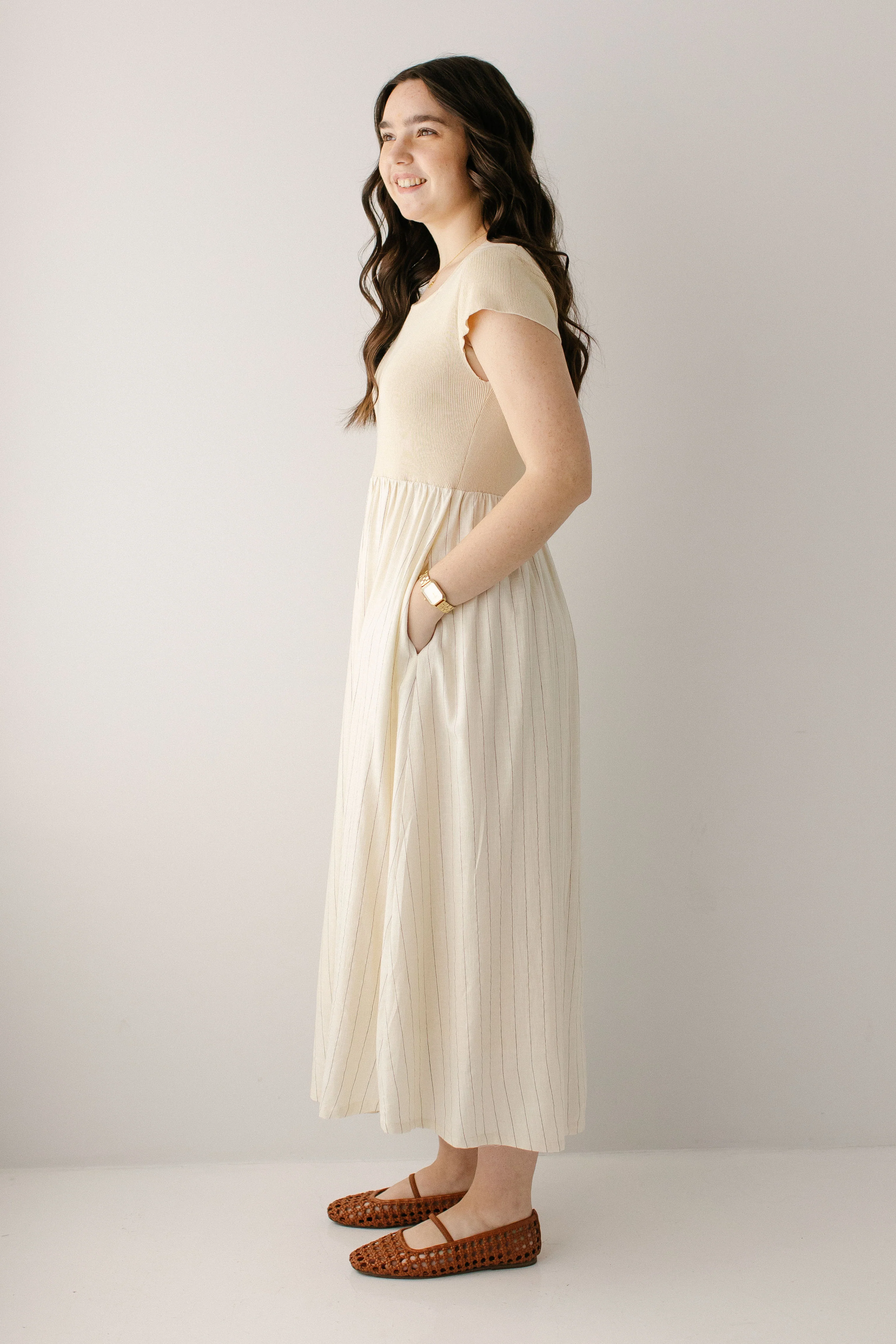 Adelaide Mixed Media Midi Dress - Image 8