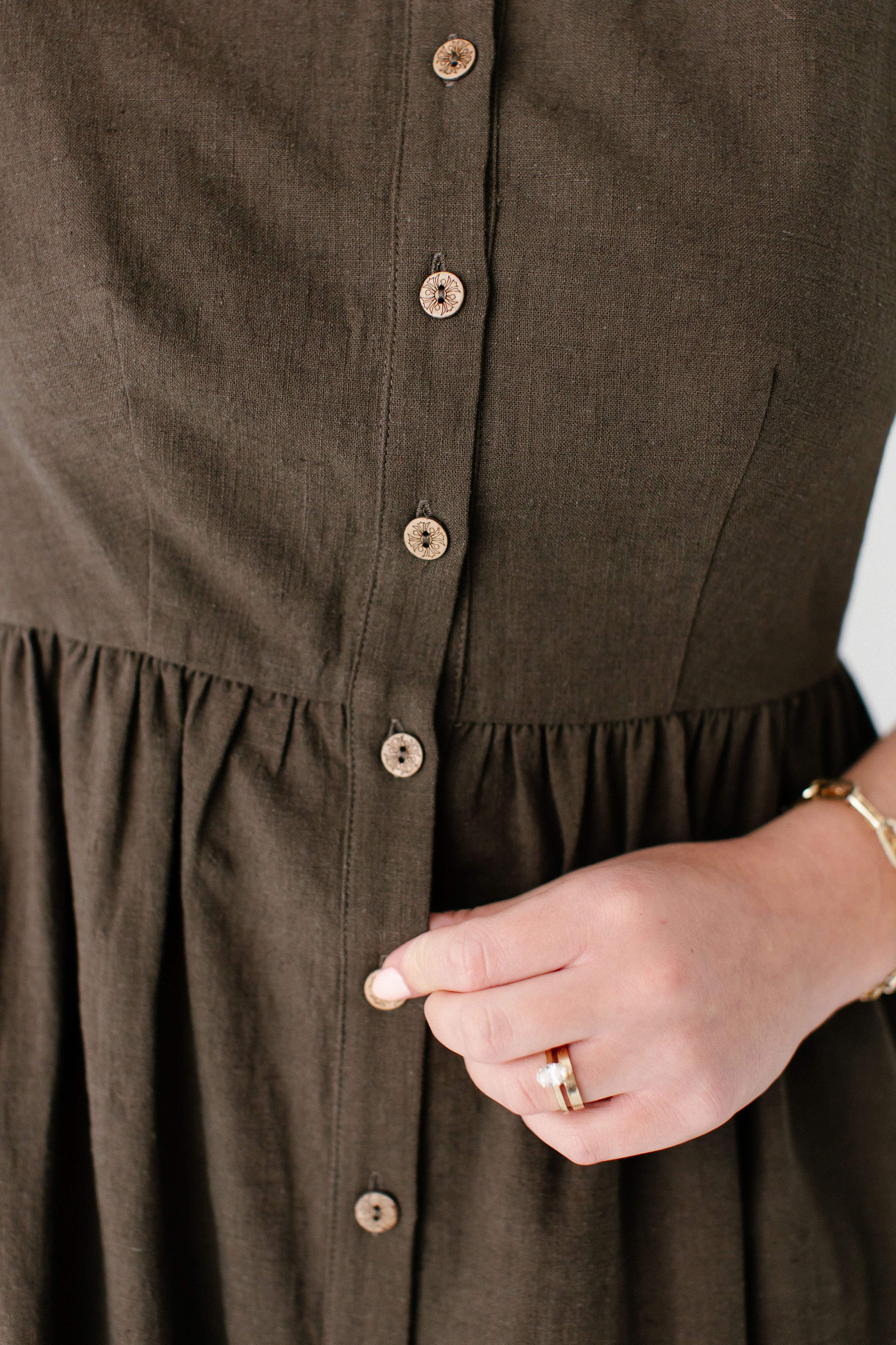 Adeline Button Down A-Line Midi Dress - Image 3