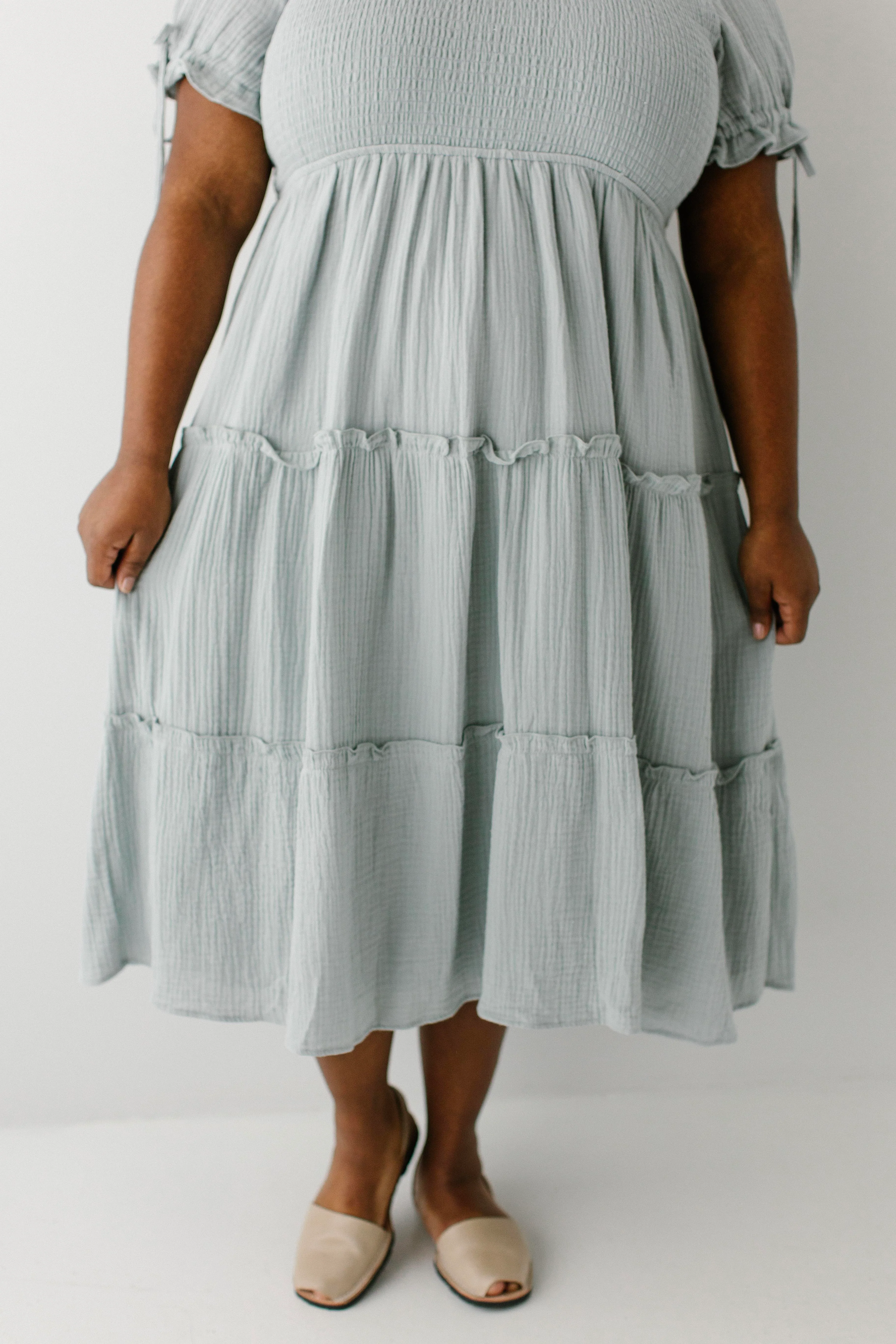 Adriel Smocked Bodice Gauze Midi Dress - Image 13