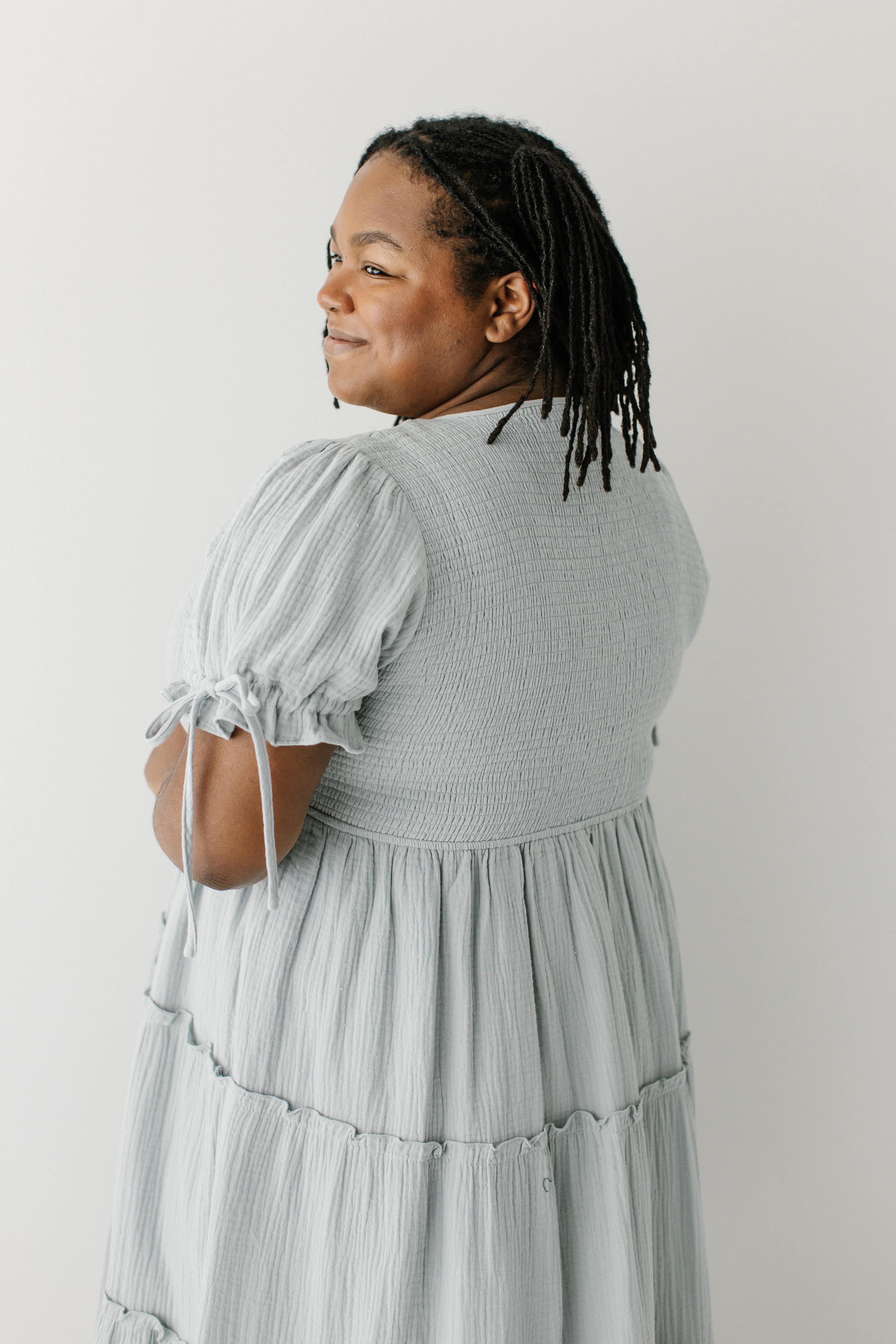 Adriel Smocked Bodice Gauze Midi Dress - Image 15