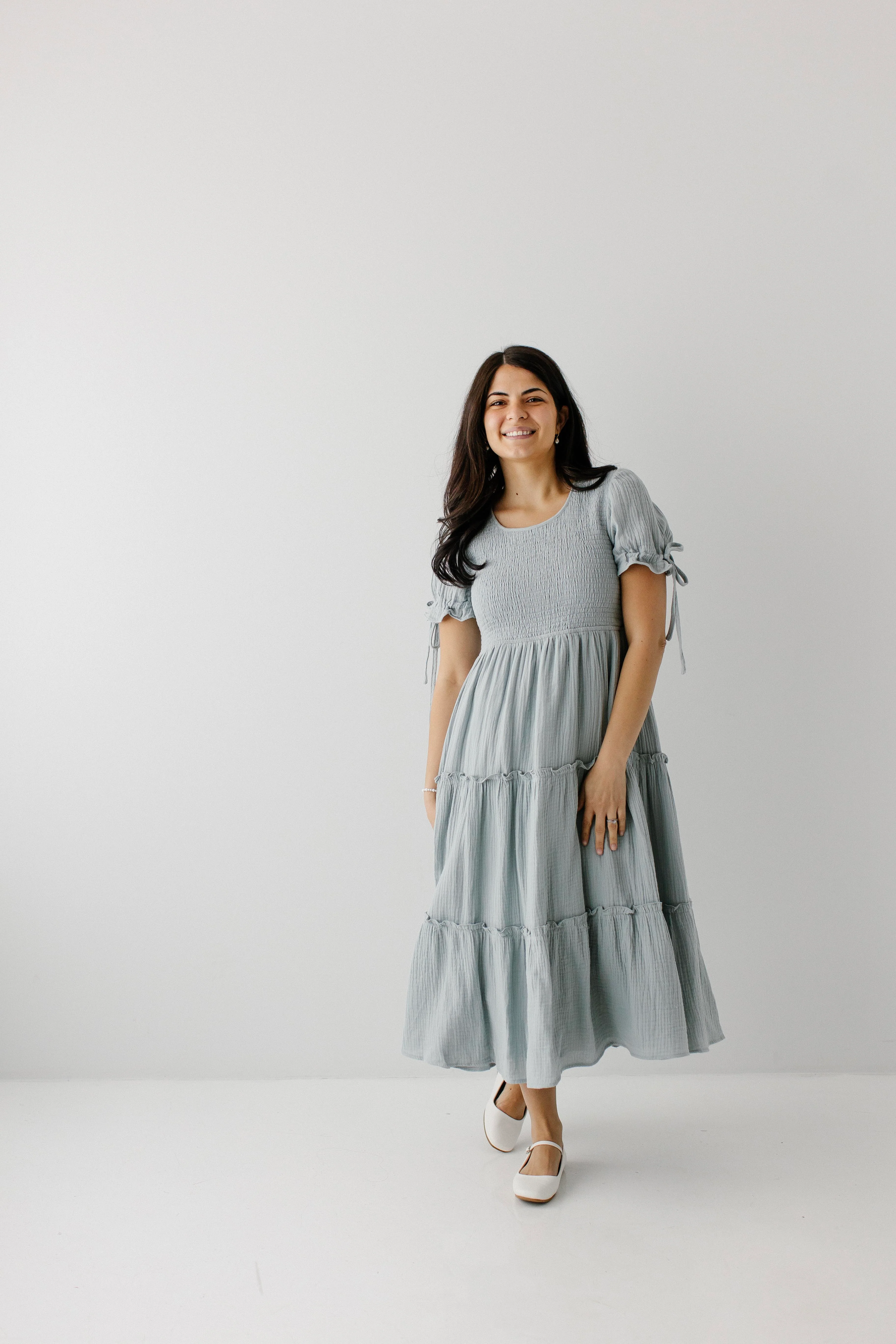 Adriel Smocked Bodice Gauze Midi Dress - Image 2