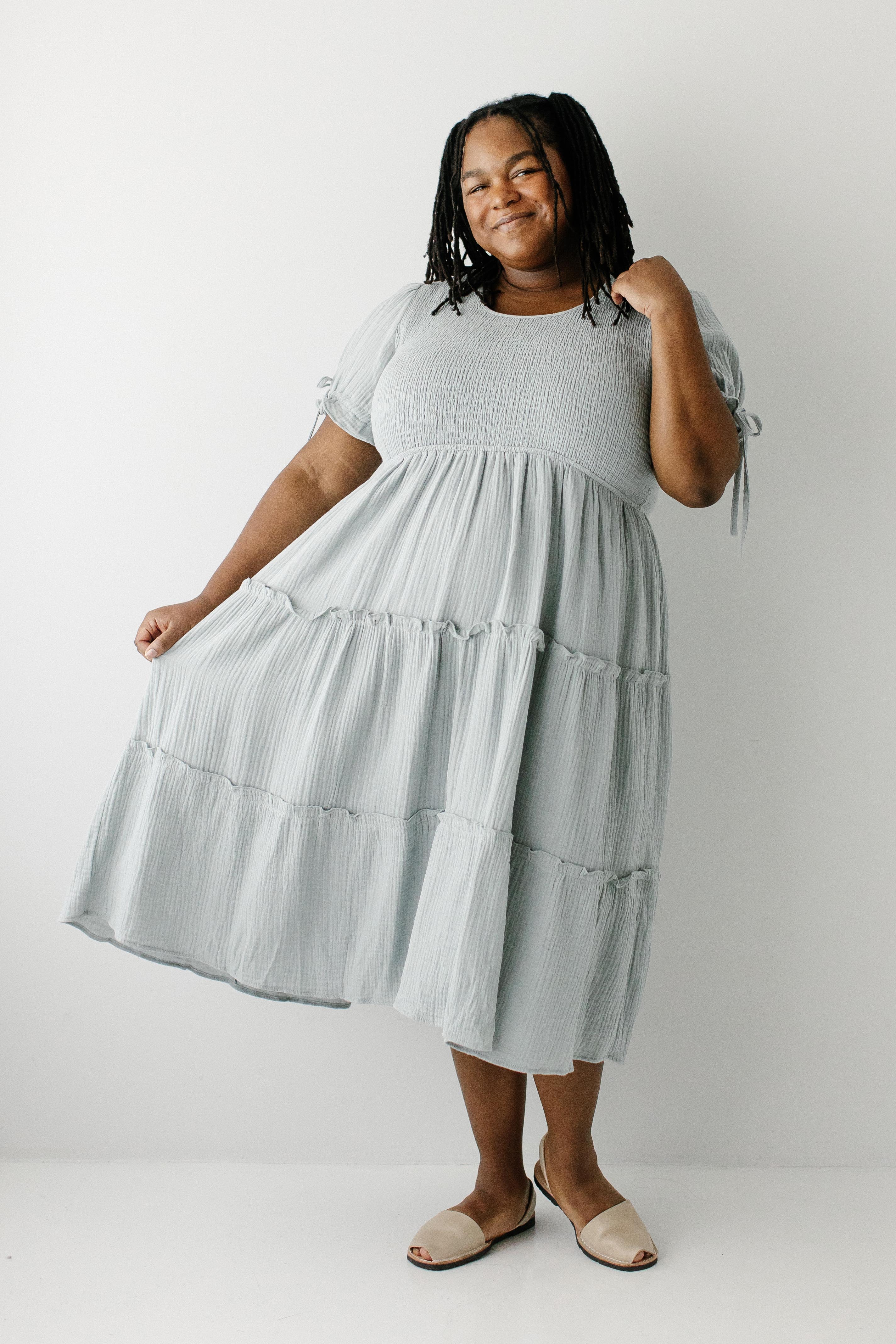 Adriel Smocked Bodice Gauze Midi Dress - Image 3