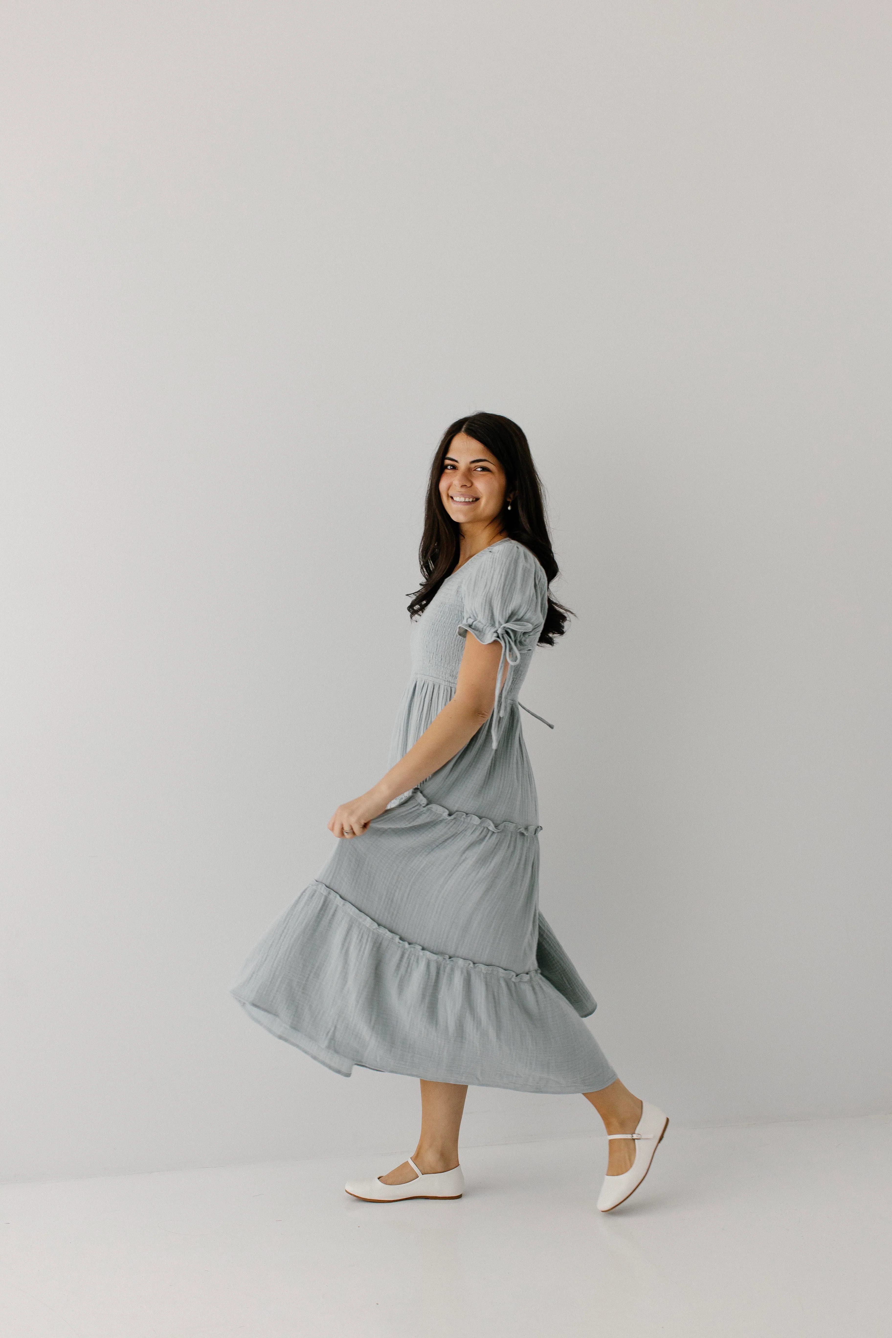 Adriel Smocked Bodice Gauze Midi Dress - Image 6