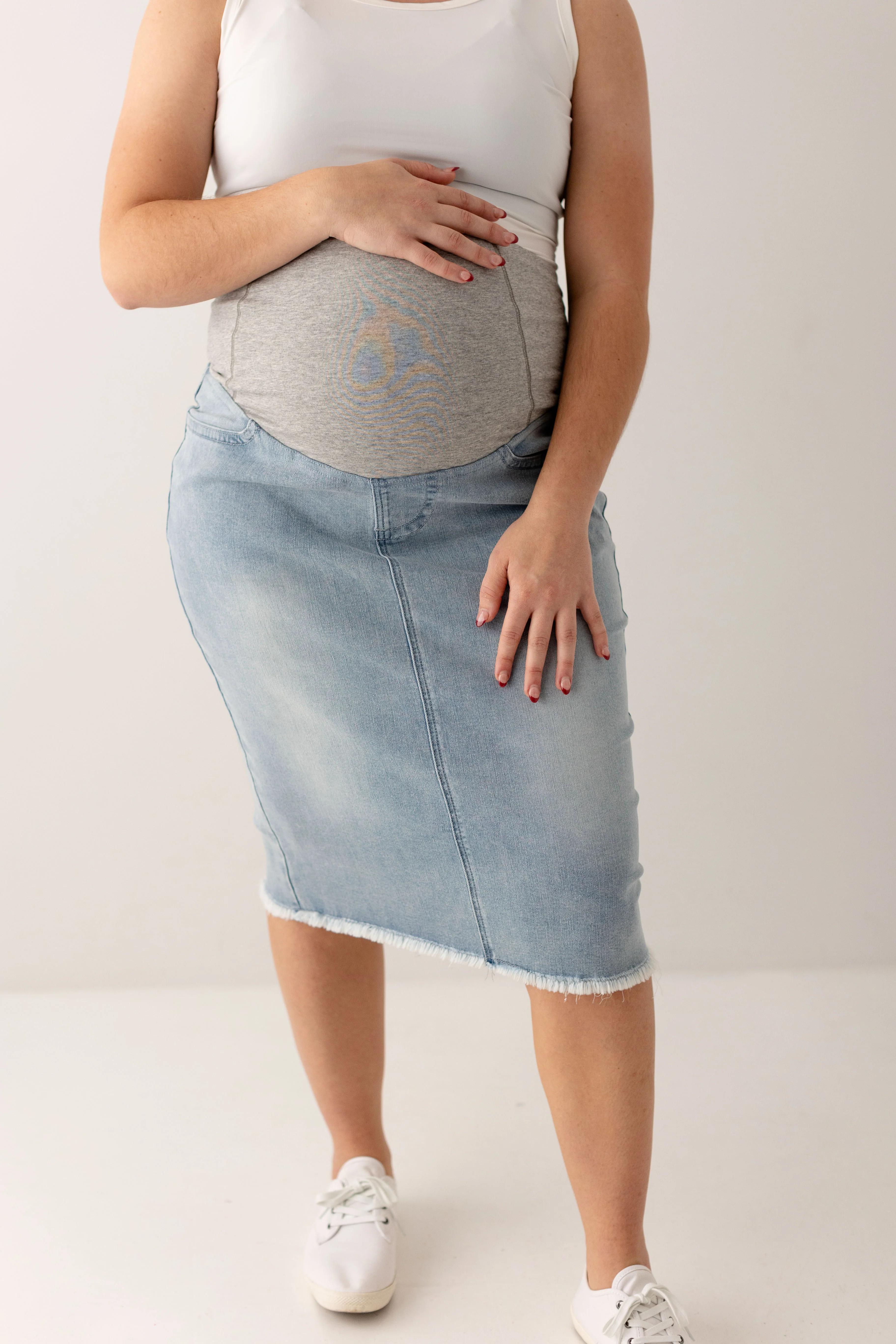 Alanna Maternity Stretch Denim Skirt - Image 12