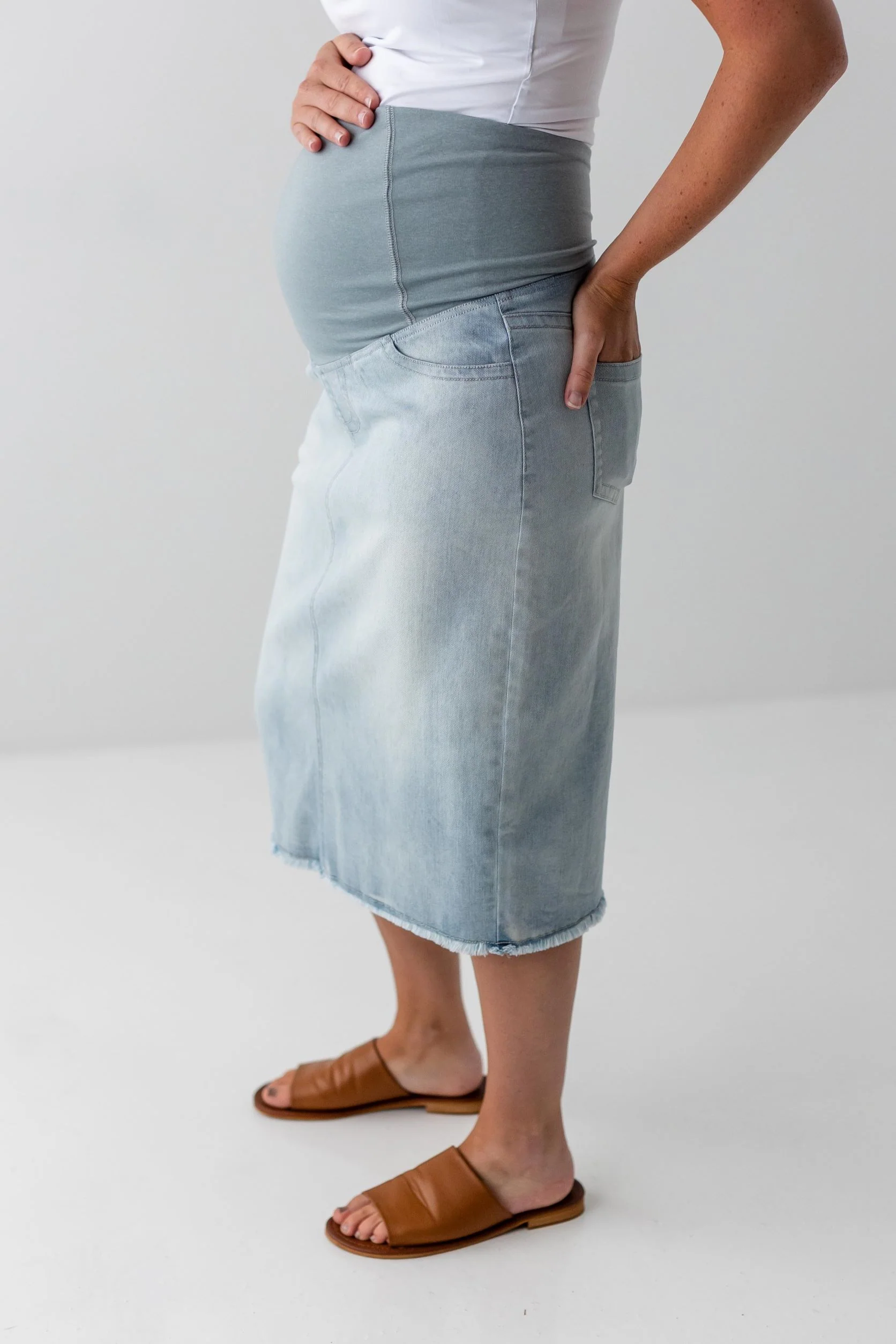 Alanna Maternity Stretch Denim Skirt - Image 3