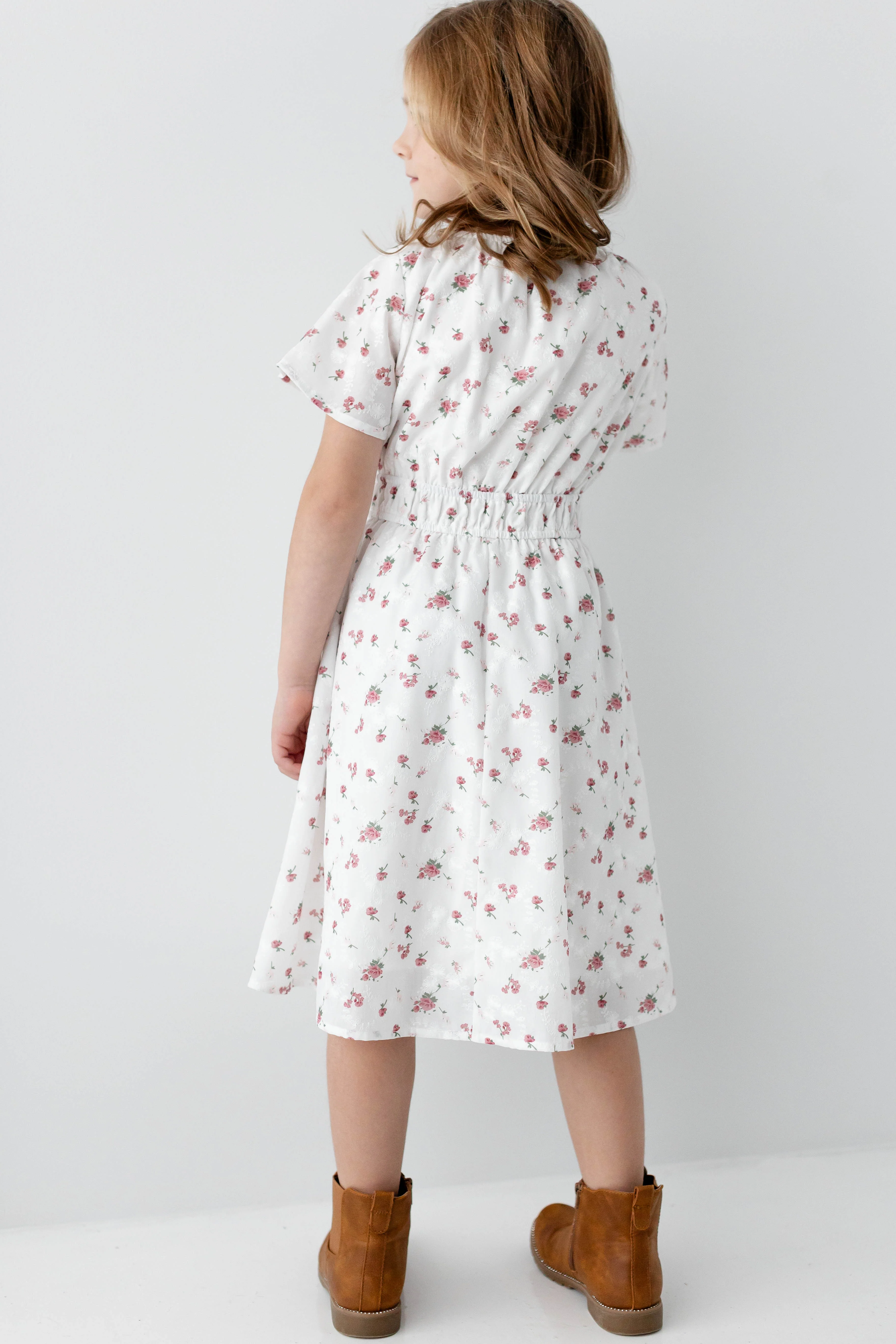 Cynthia Girl Embroidered Floral Print Dress FINAL SALE - Image 5