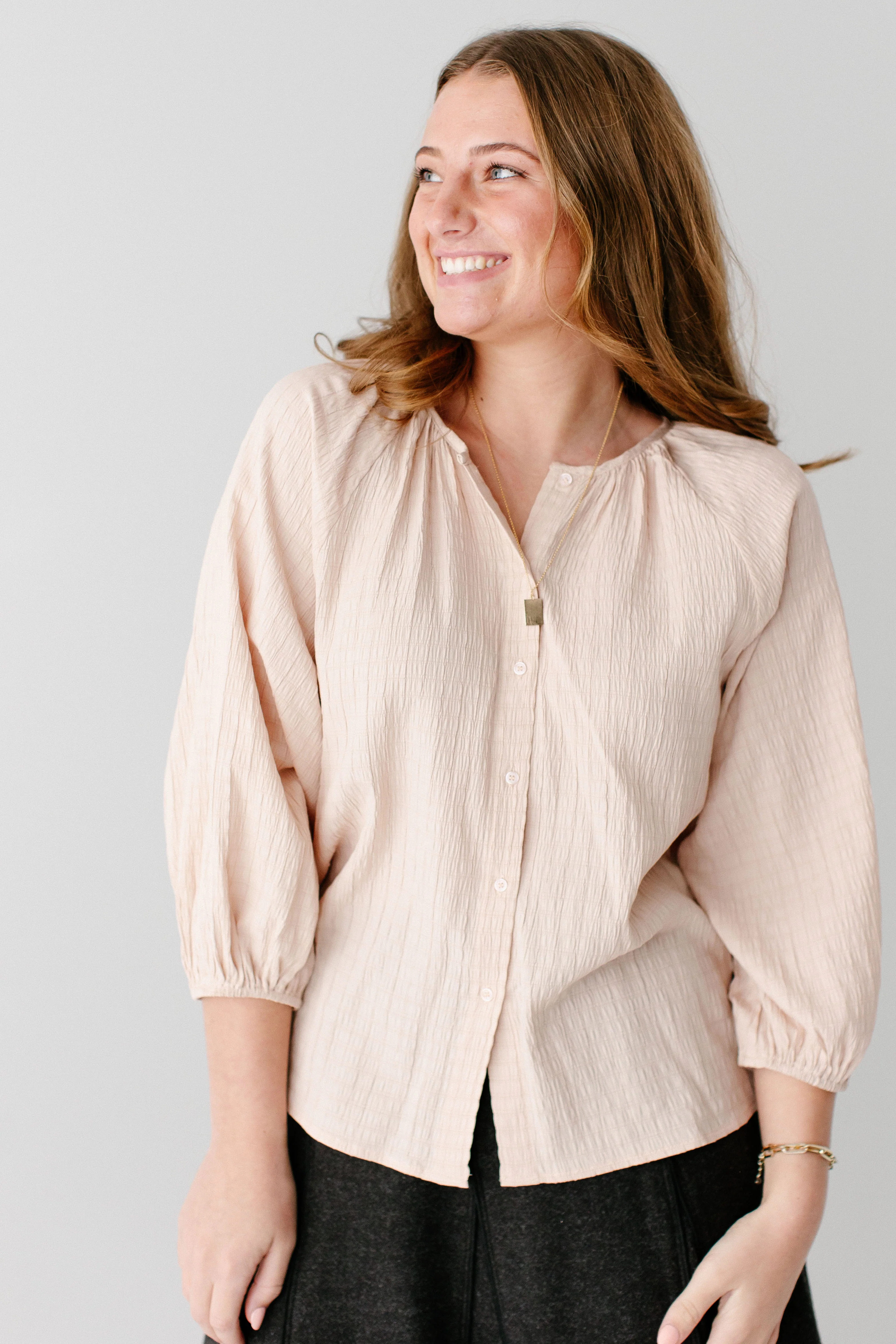 'Althea' Button Down Peasant Top FINAL SALE - Image 3