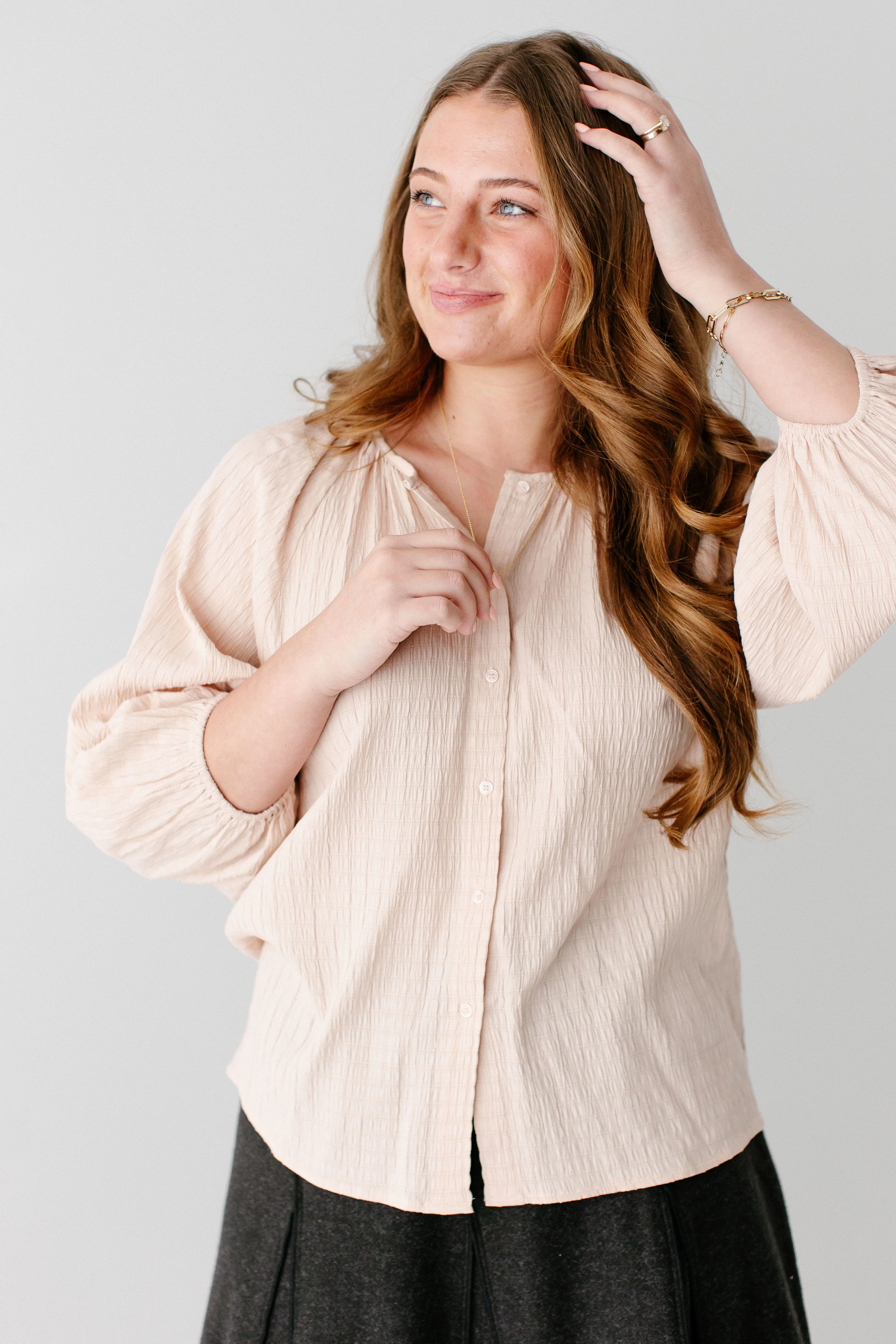 'Althea' Button Down Peasant Top FINAL SALE - Image 6