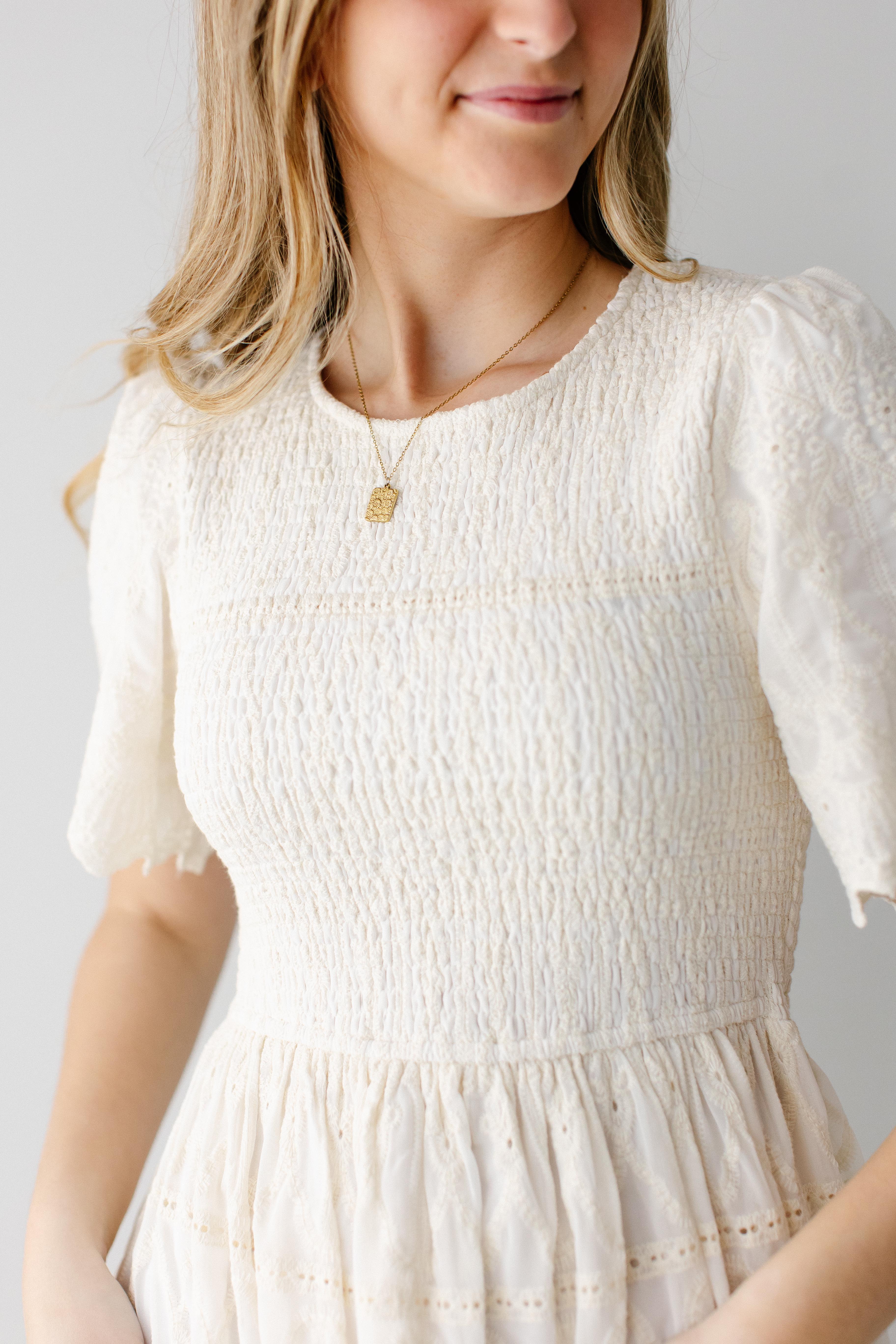 Alyce Embroidered Eyelet Smocked Bodice Maxi Dress - Image 3
