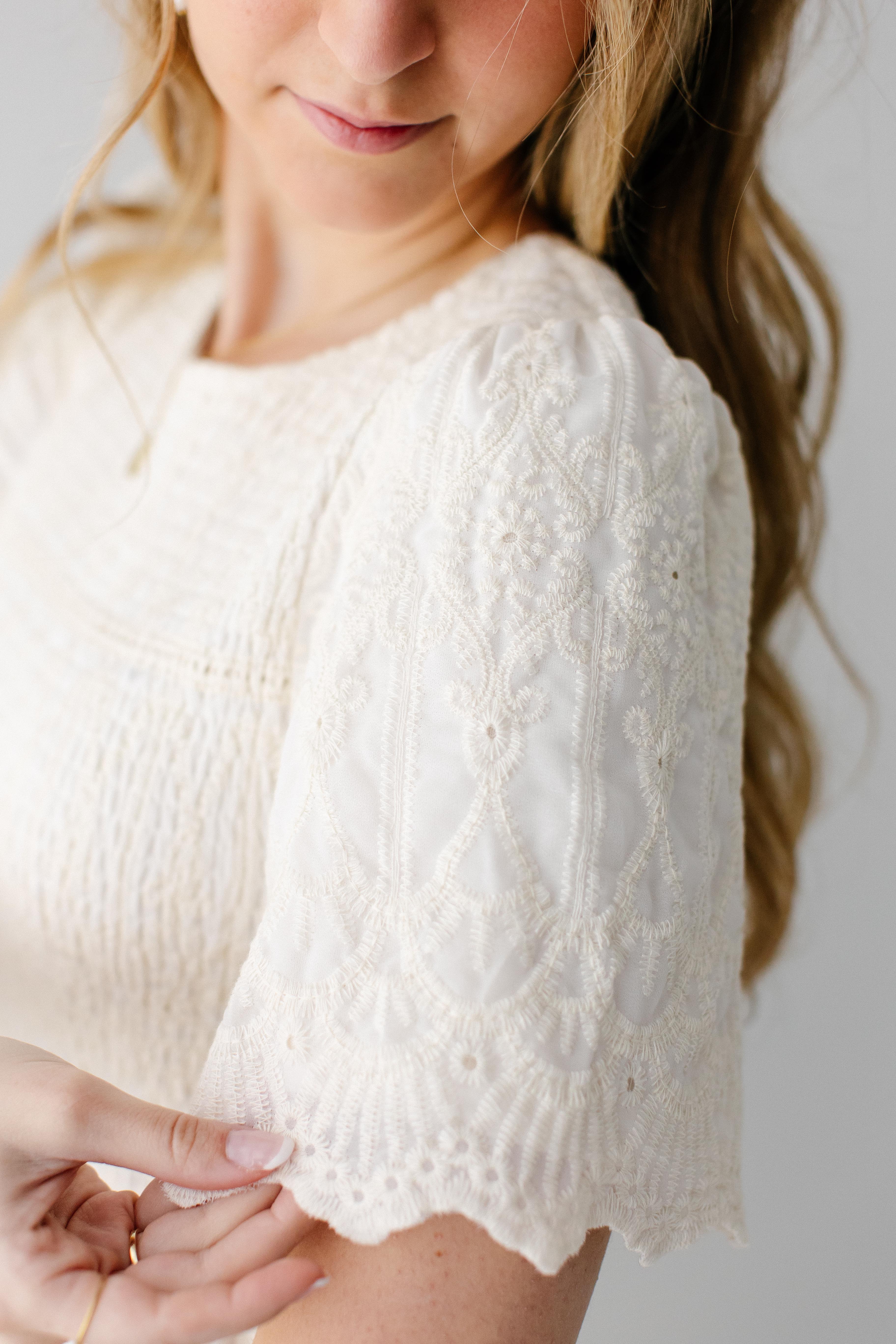 Alyce Embroidered Eyelet Smocked Bodice Maxi Dress - Image 5