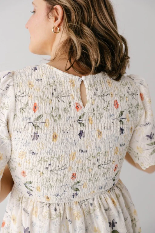 Alyce Eyelet Floral Print Smocked Bodice Maxi Dress FINAL SALE - Image 6
