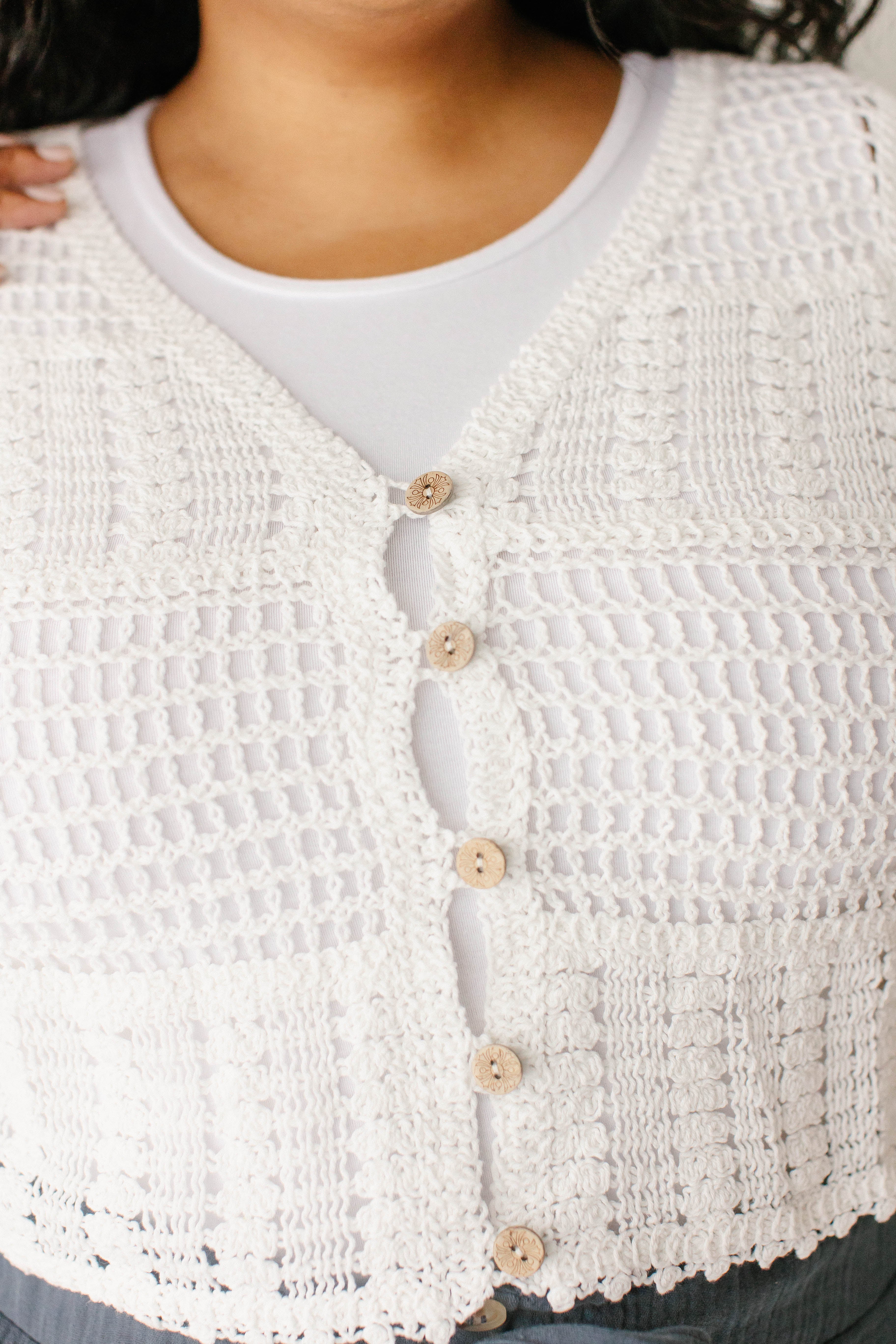 Andrea Short Sleeve Crocheted Cardigan FINAL SALE - Image 4
