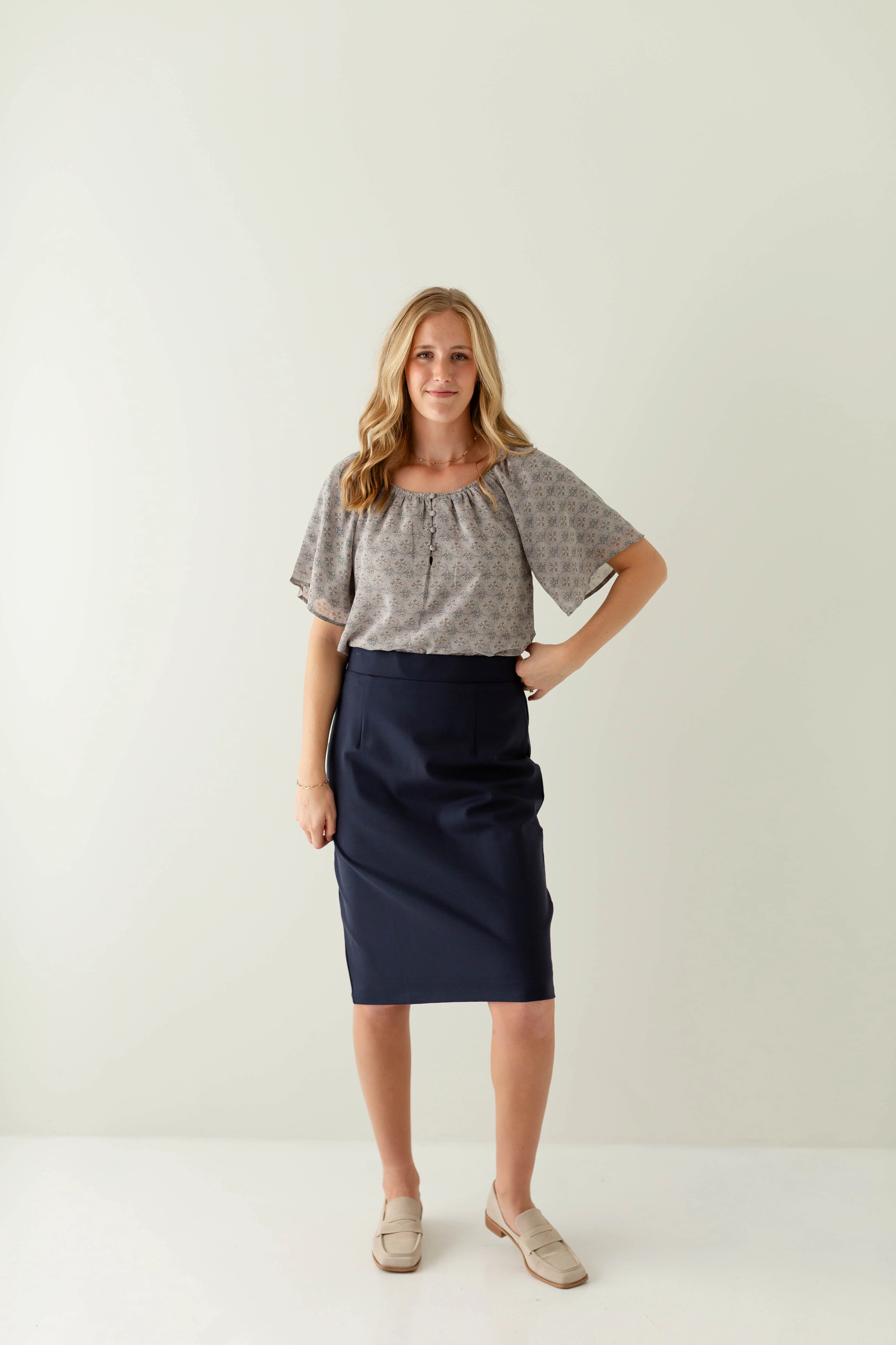 Anna Pencil Skirt in Navy FINAL SALE - Image 2