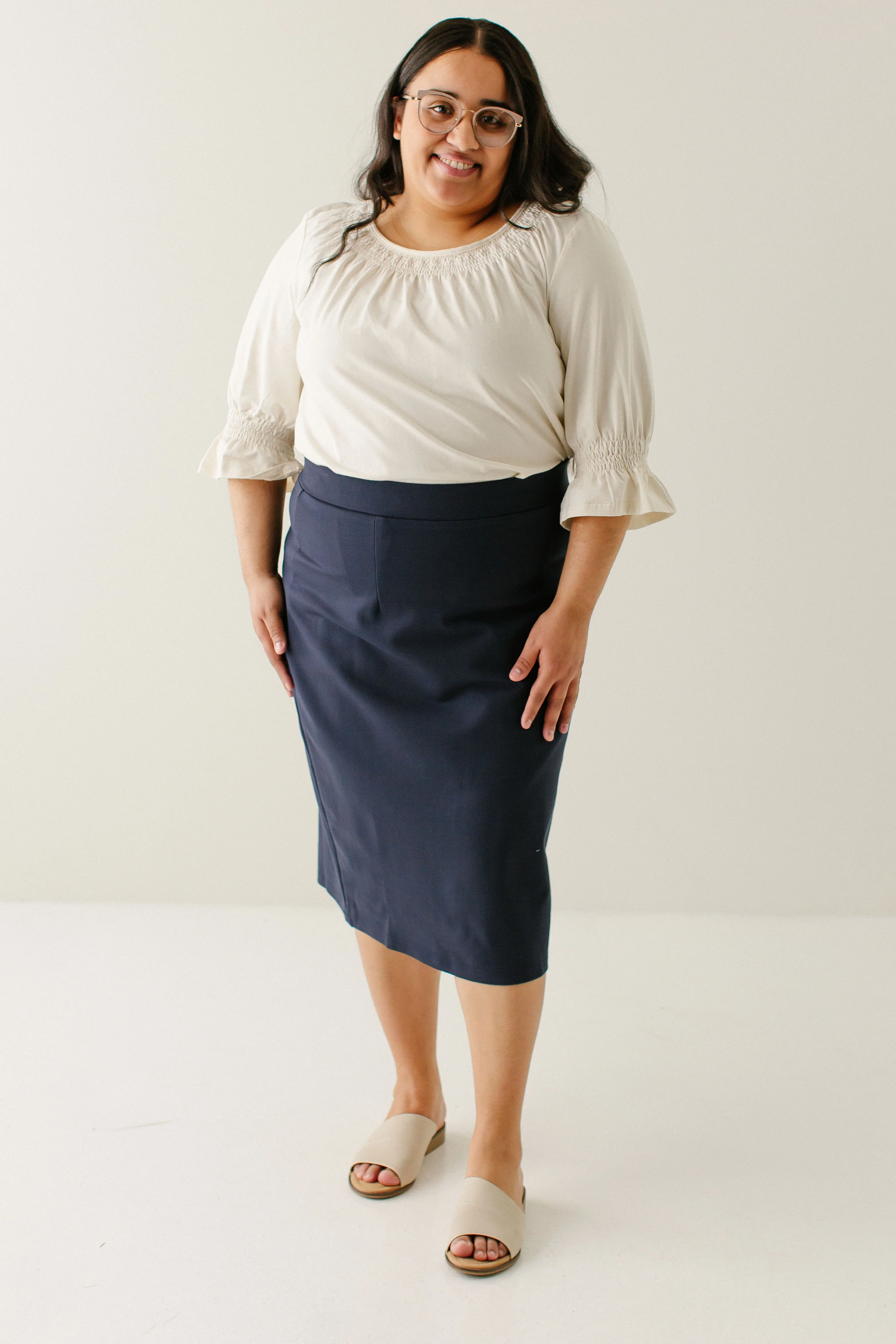 Anna Pencil Skirt in Navy FINAL SALE - Image 3