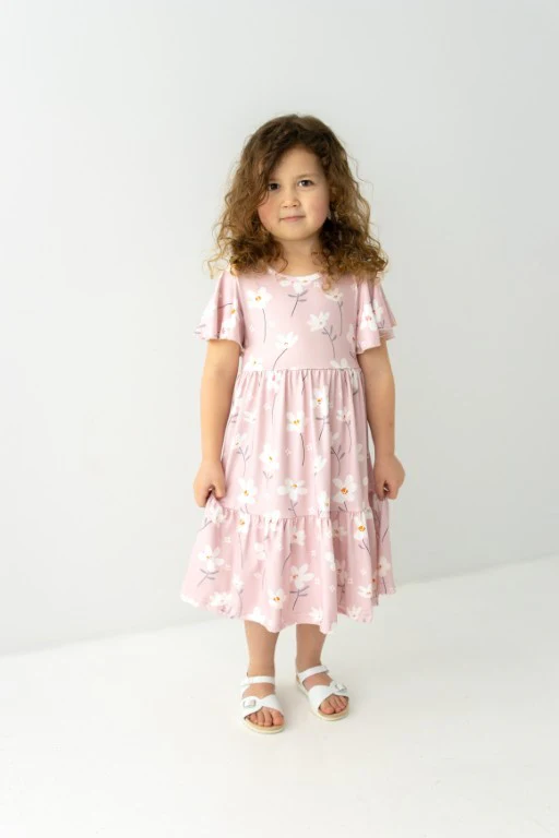 Annabel Girl Flower Print Knit Dress - Image 2