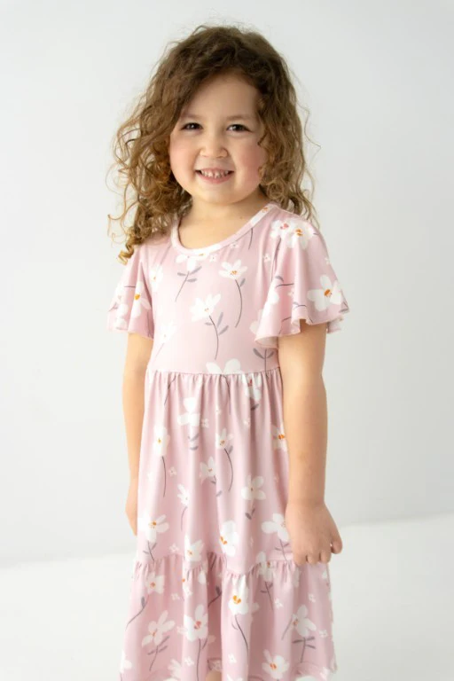 Annabel Girl Flower Print Knit Dress - Image 3