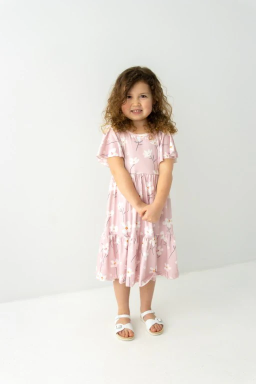 Annabel Girl Flower Print Knit Dress - Image 5