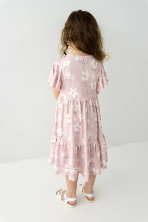 Annabel Girl Flower Print Knit Dress - Image 6
