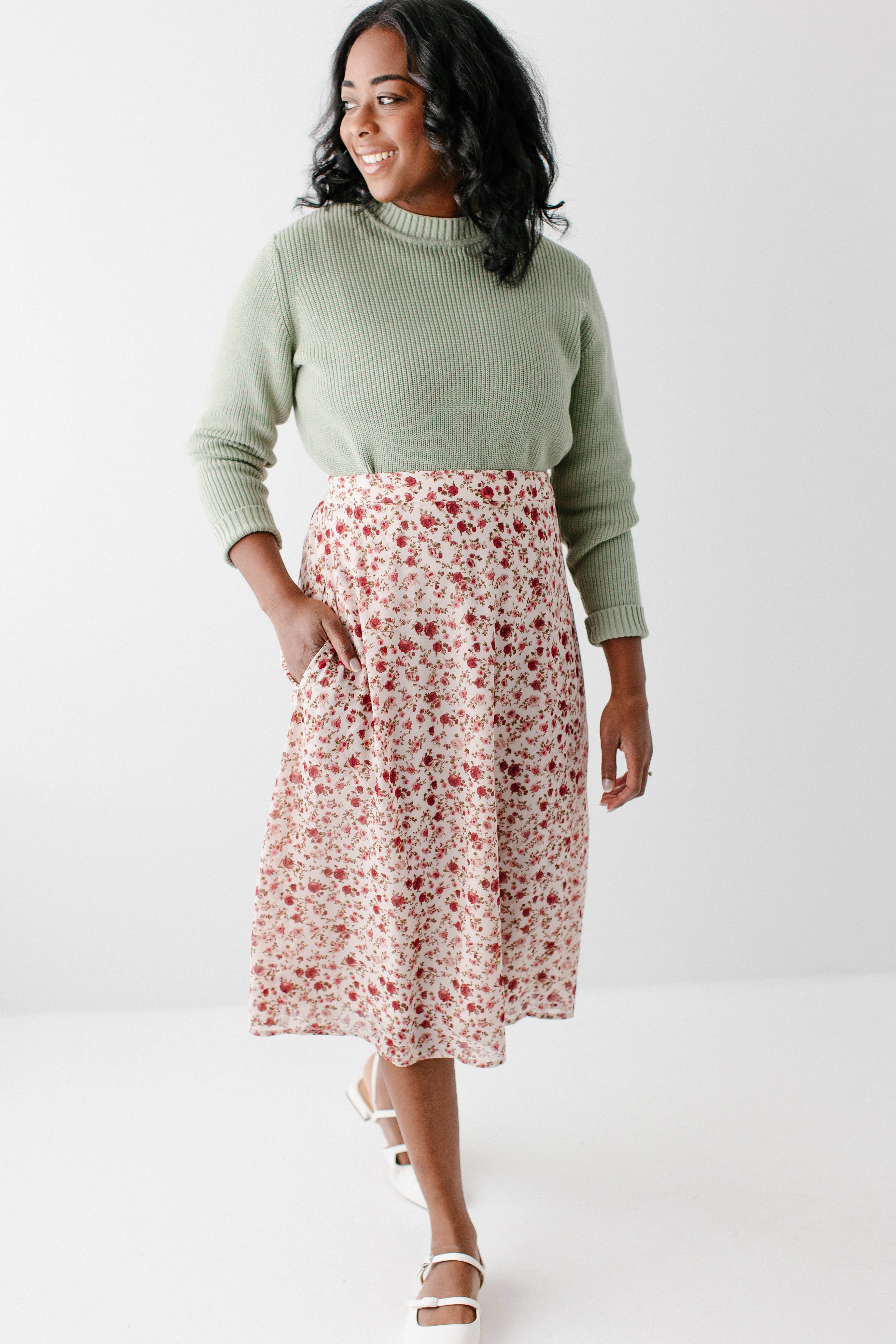 Annette Rose Print Midi Skirt FINAL SALE - Image 8