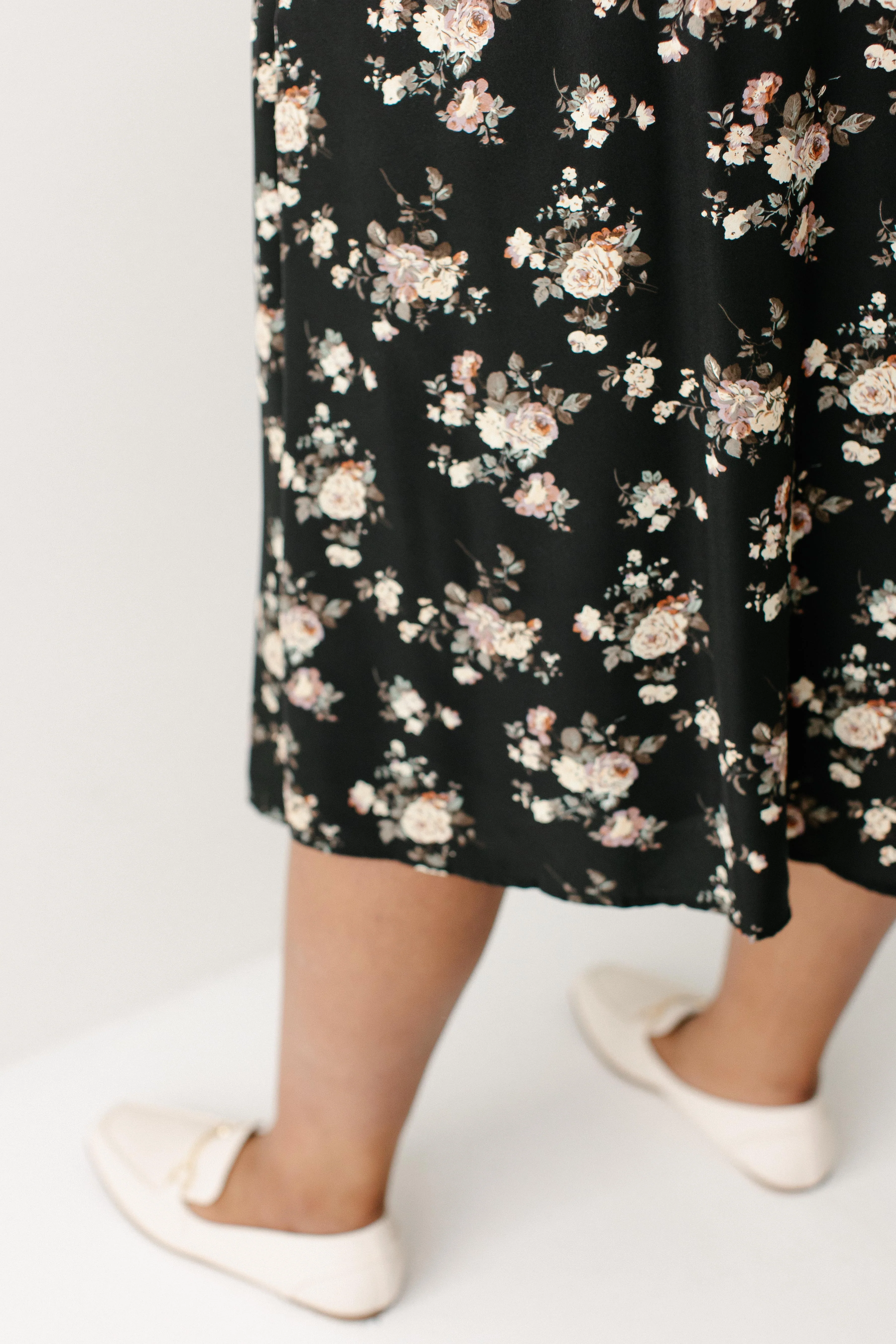 Annette Rose Print Midi Skirt in Black FINAL SALE - Image 12