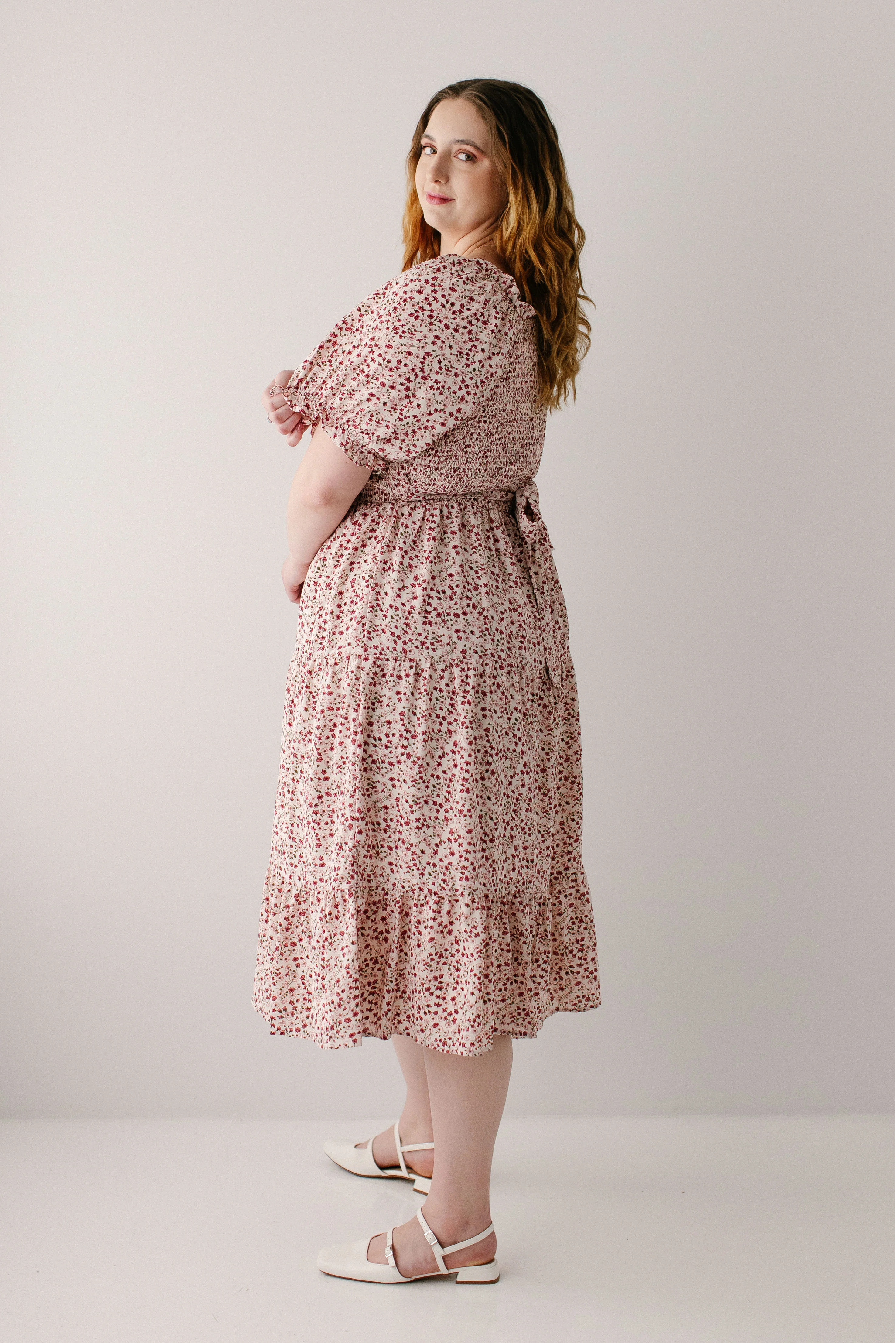 'Arabelle' Smocked Ditsy Floral Midi Dress FINAL SALE - Image 12