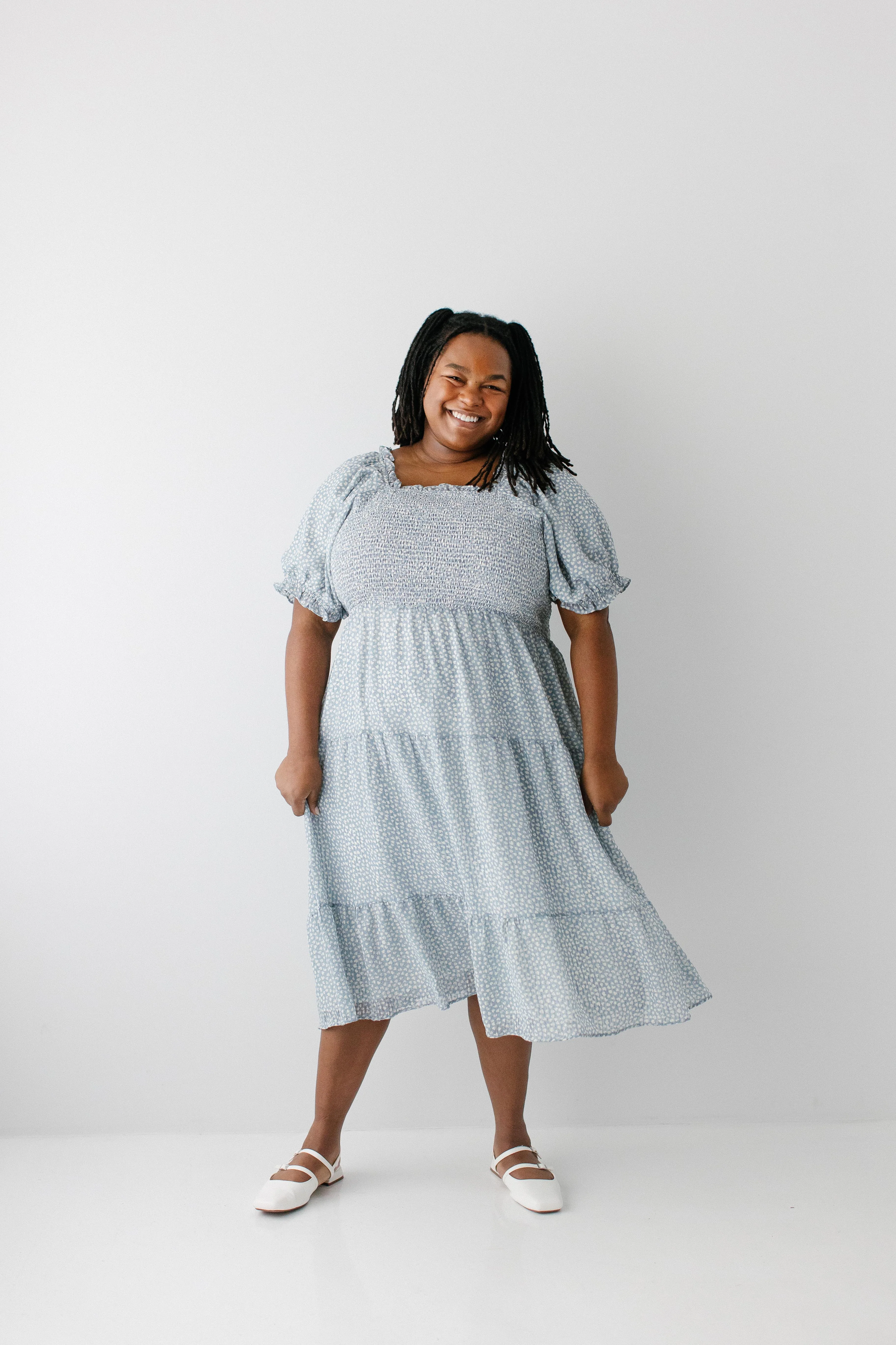 Arabelle Smocked Ditsy Print Midi Dress - Image 2
