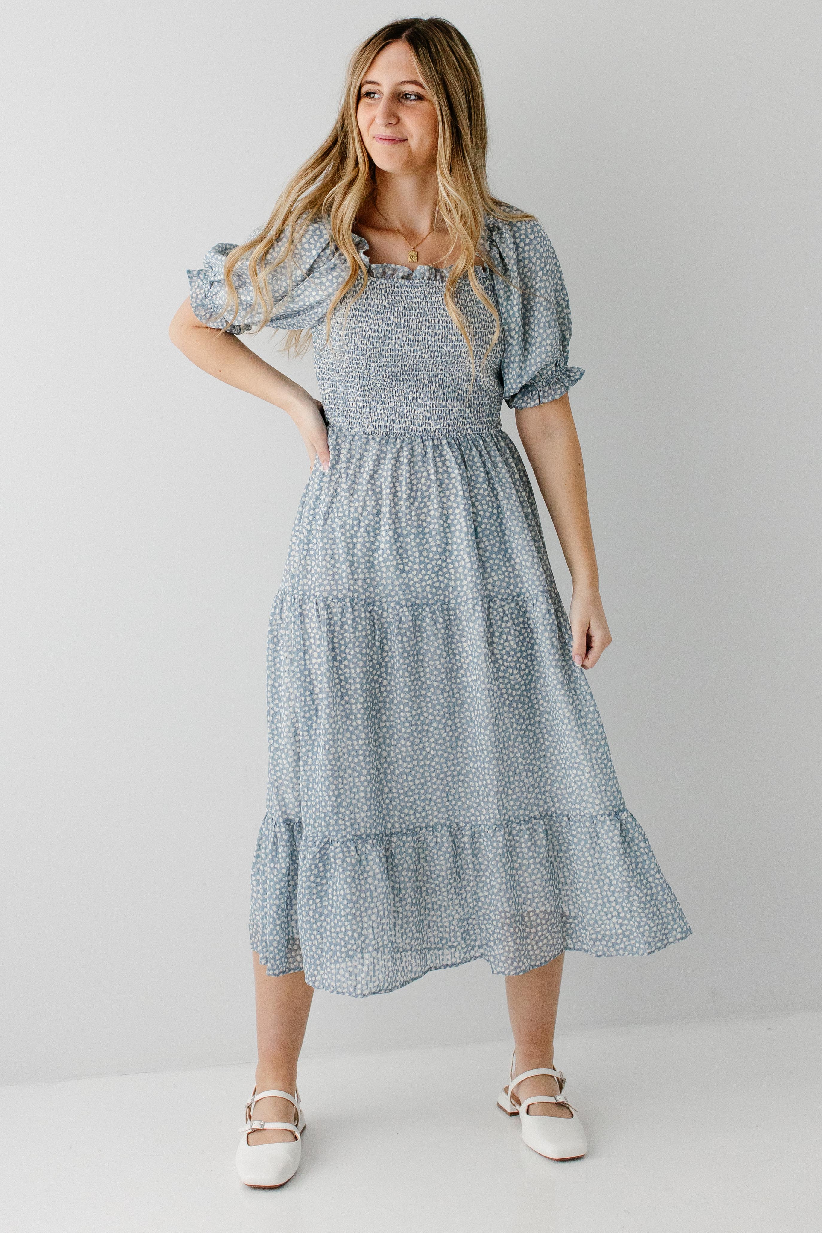 Arabelle Smocked Ditsy Print Midi Dress - Image 4