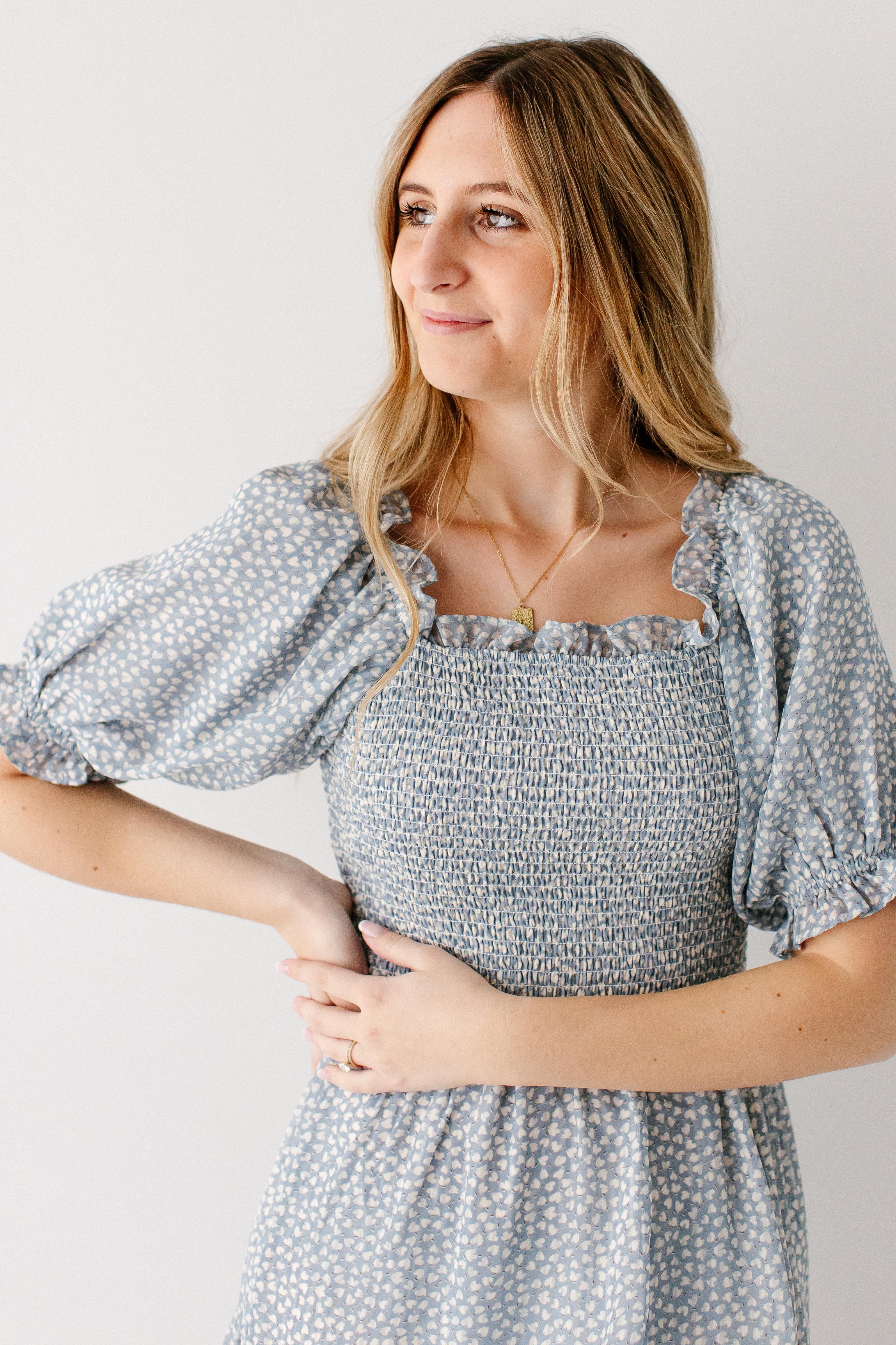Arabelle Smocked Ditsy Print Midi Dress - Image 5