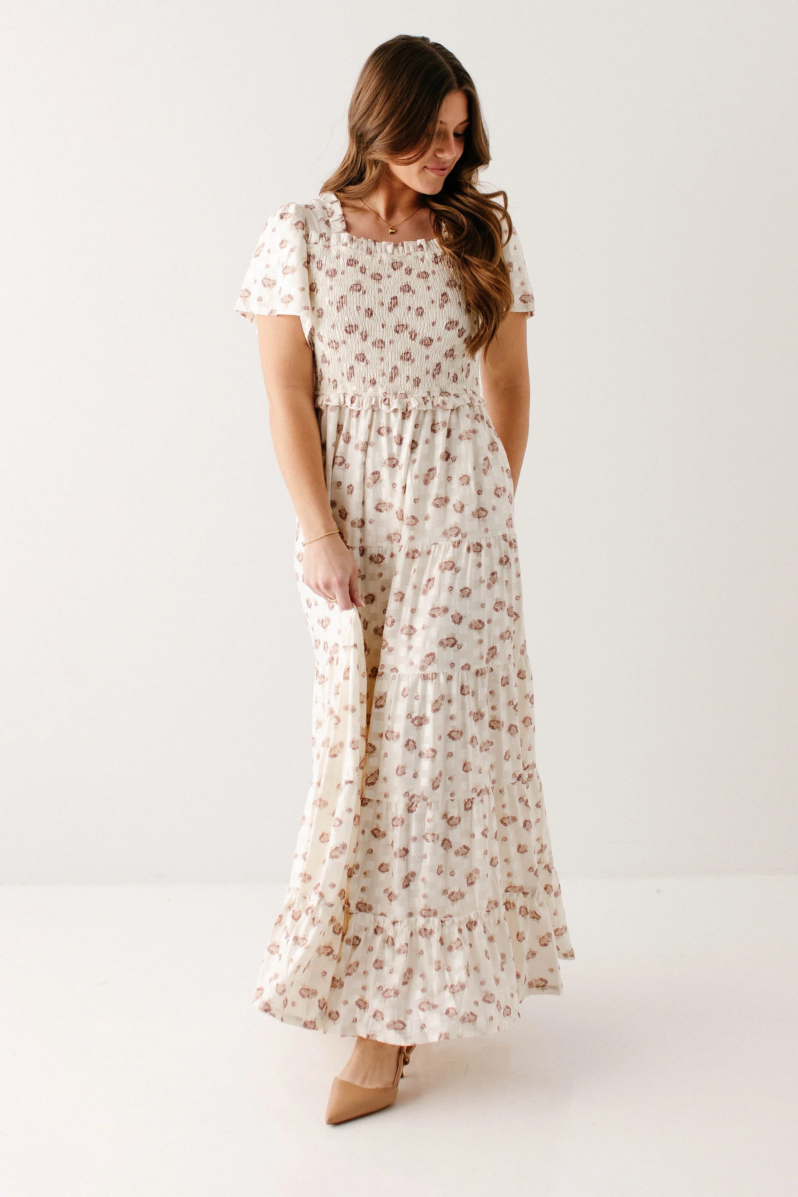 'Ariel' Smocked Bodice Floral Maxi Dress - Image 4