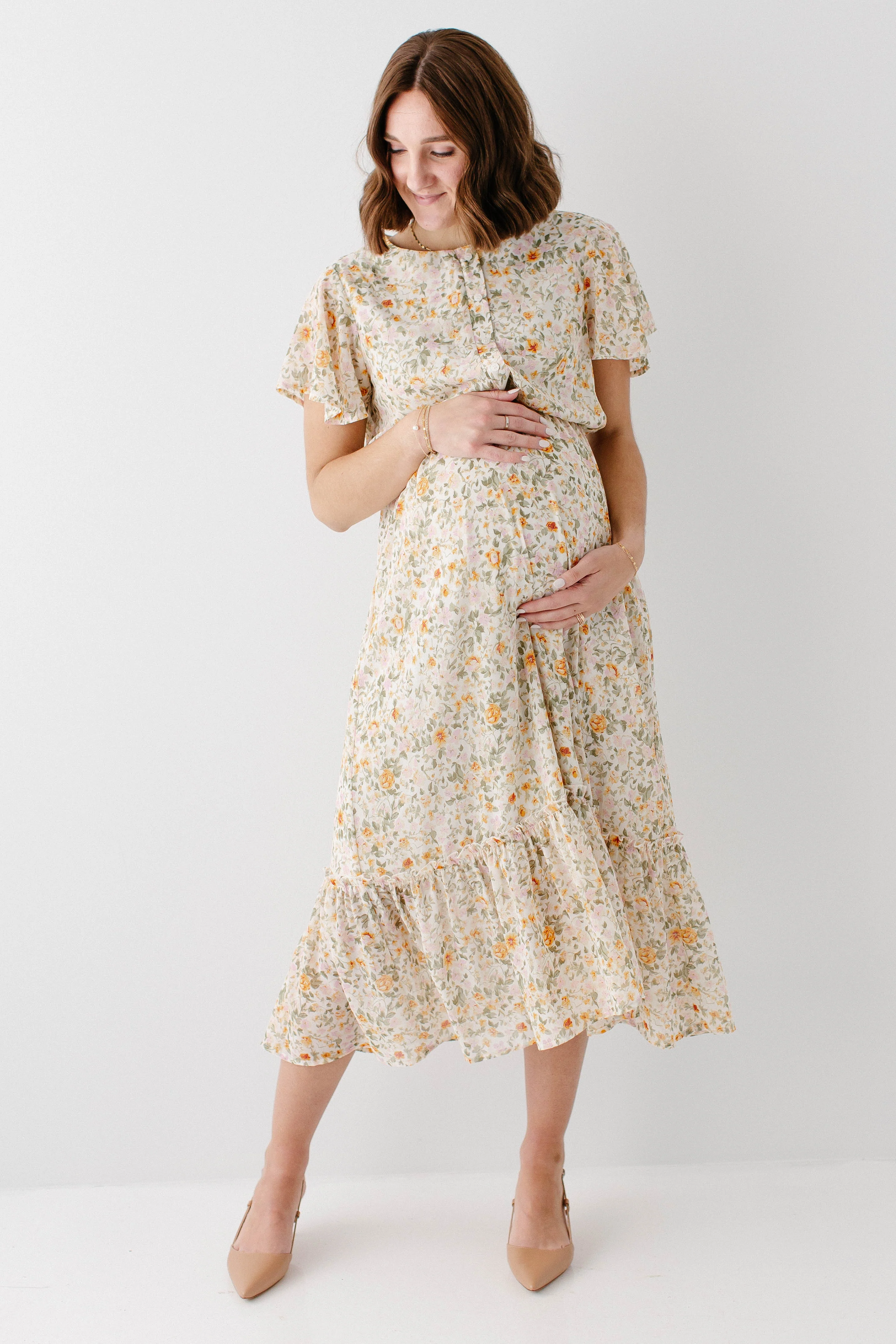 Ashley Flutter Sleeve Garden Floral Maxi Dress