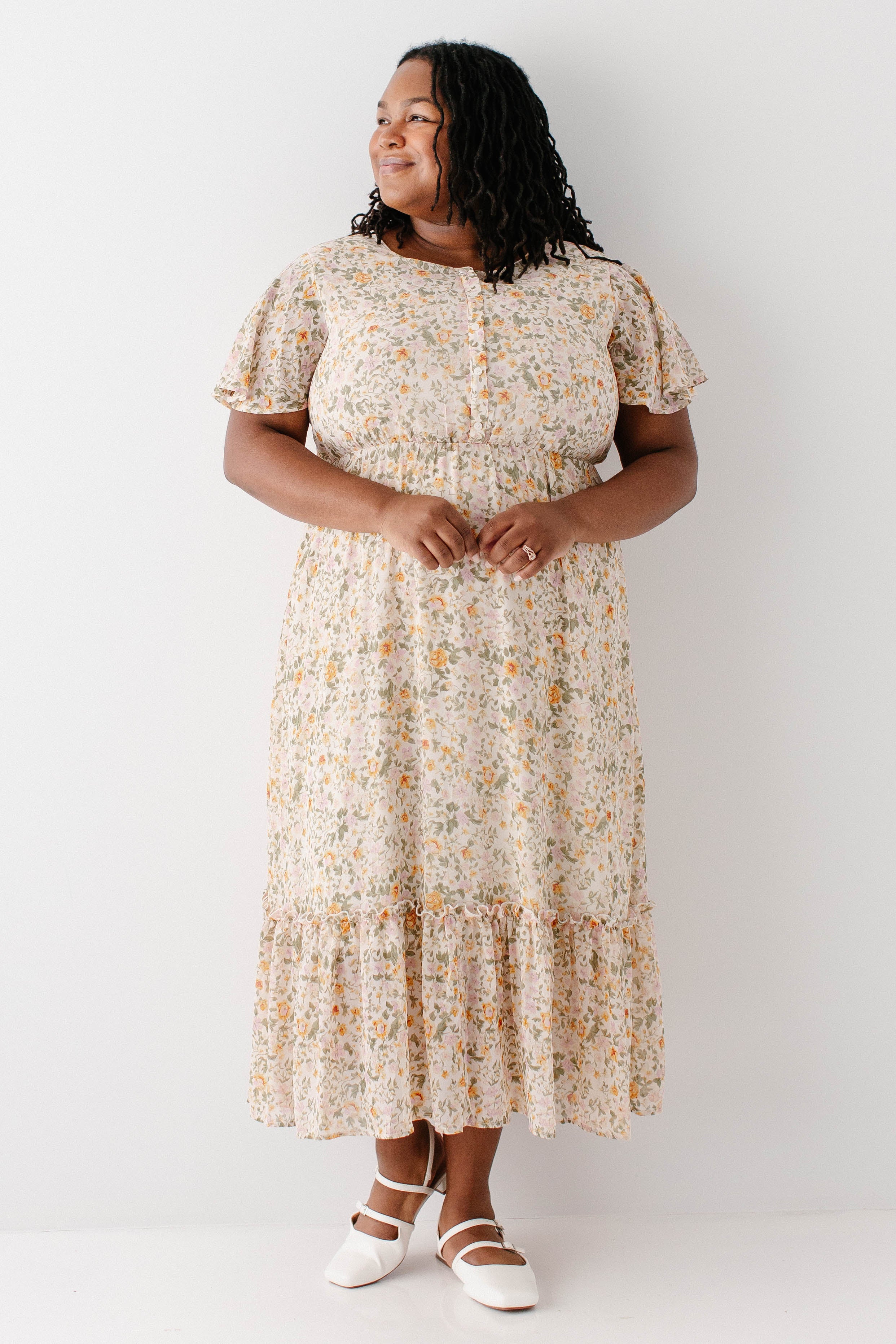Ashley Flutter Sleeve Garden Floral Maxi Dress - Image 2