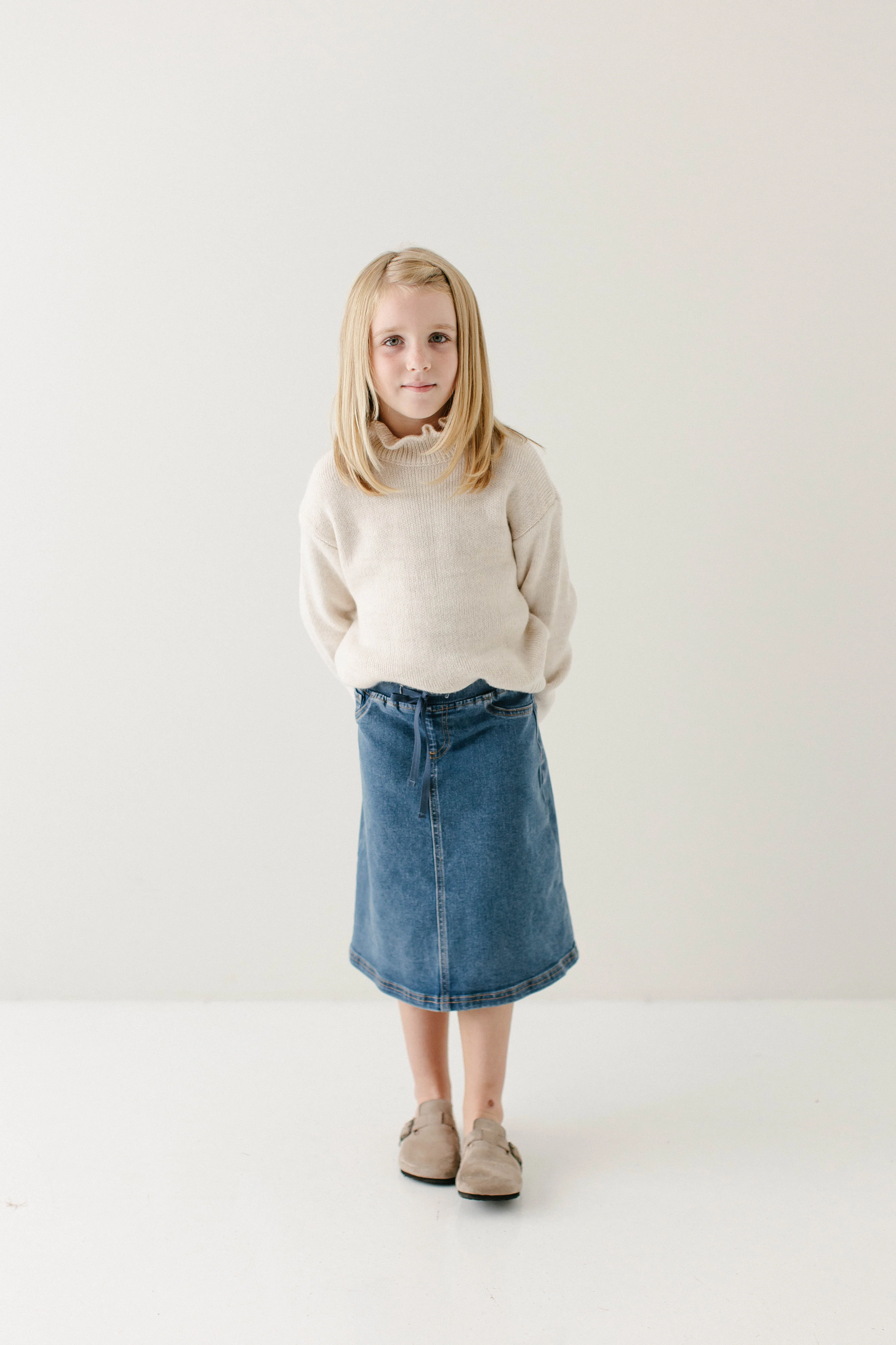 Ava Girl Denim Skirt in Medium Wash - Image 4