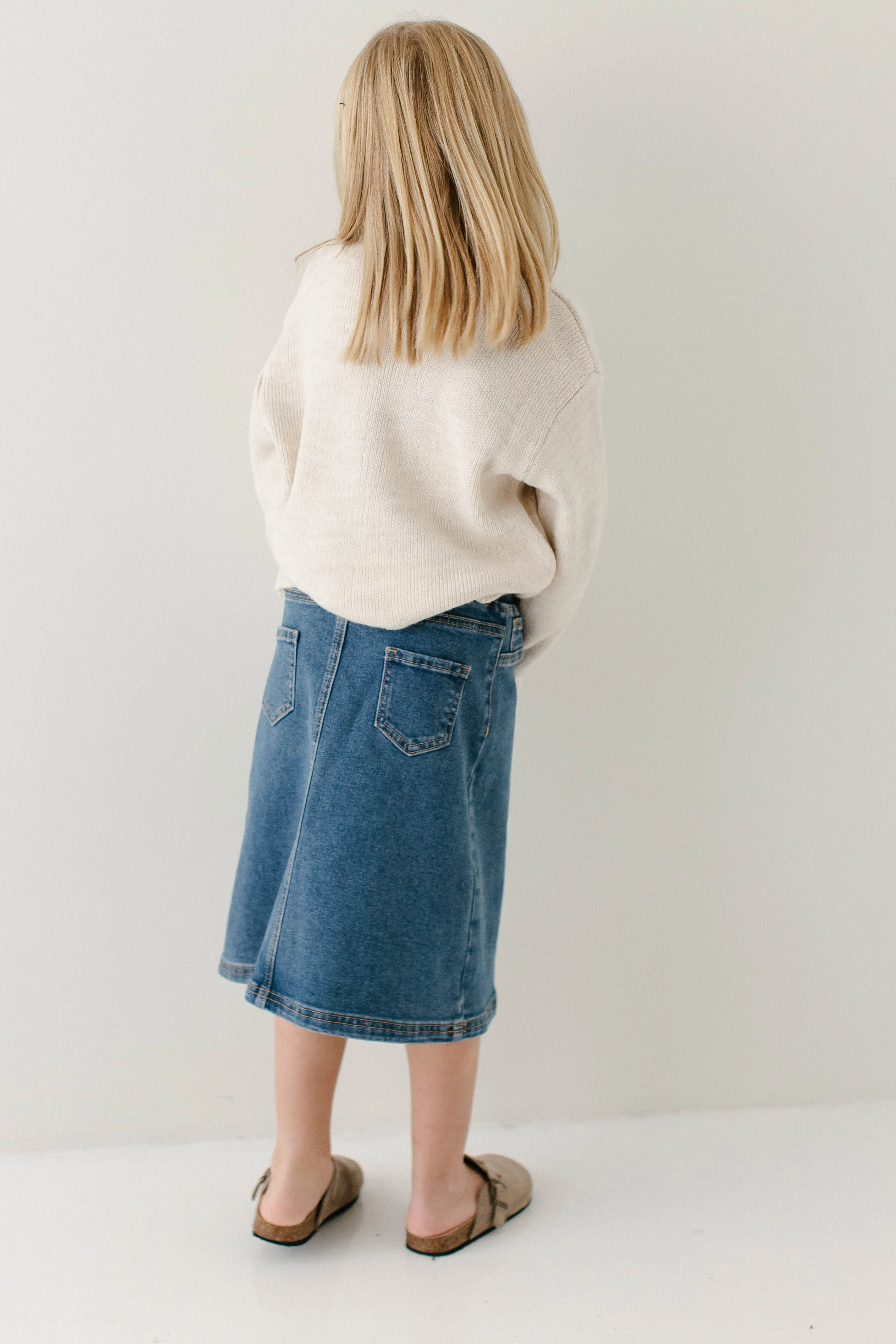 Ava Girl Denim Skirt in Medium Wash - Image 5