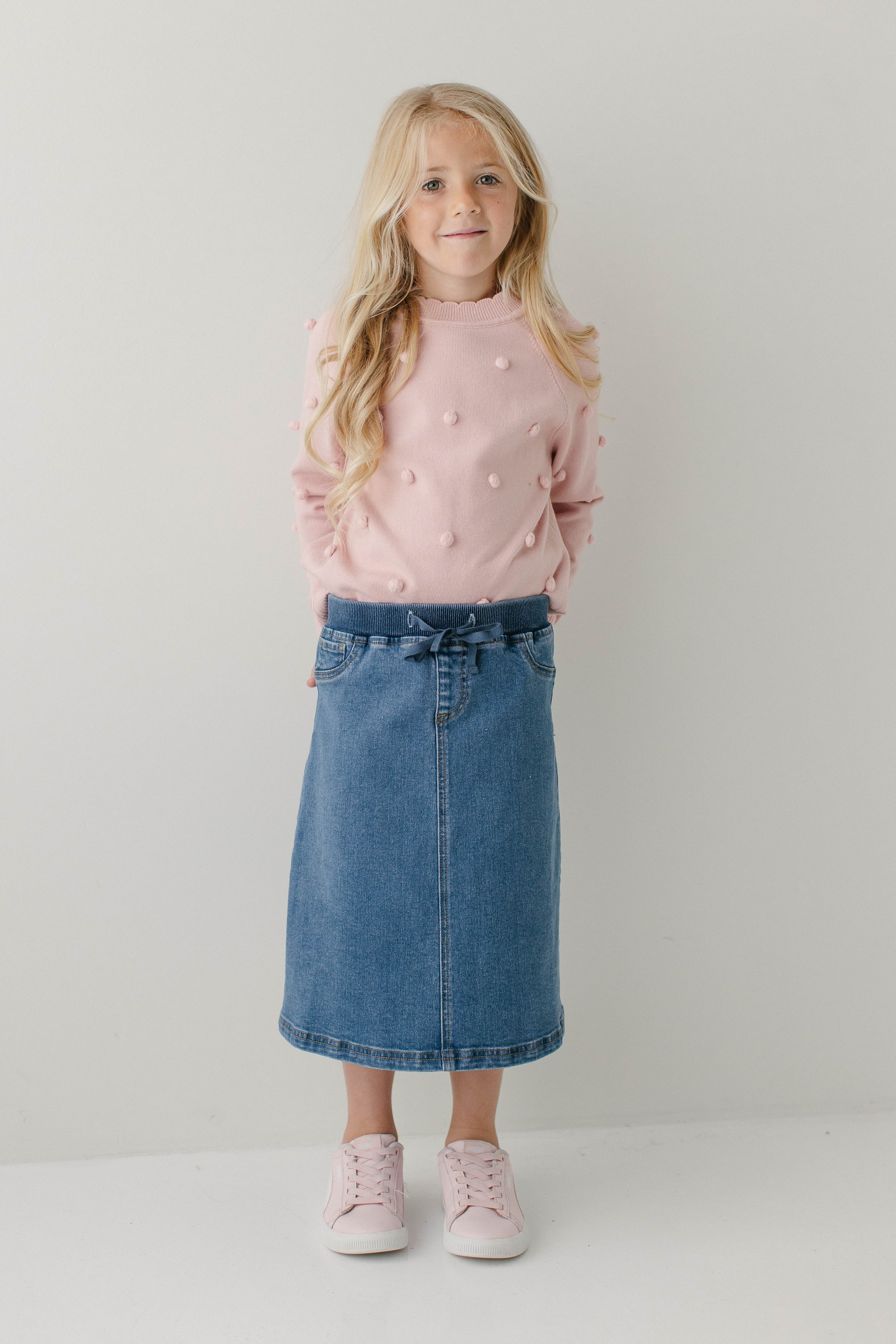 Ava Girl Denim Skirt in Medium Wash - Image 7