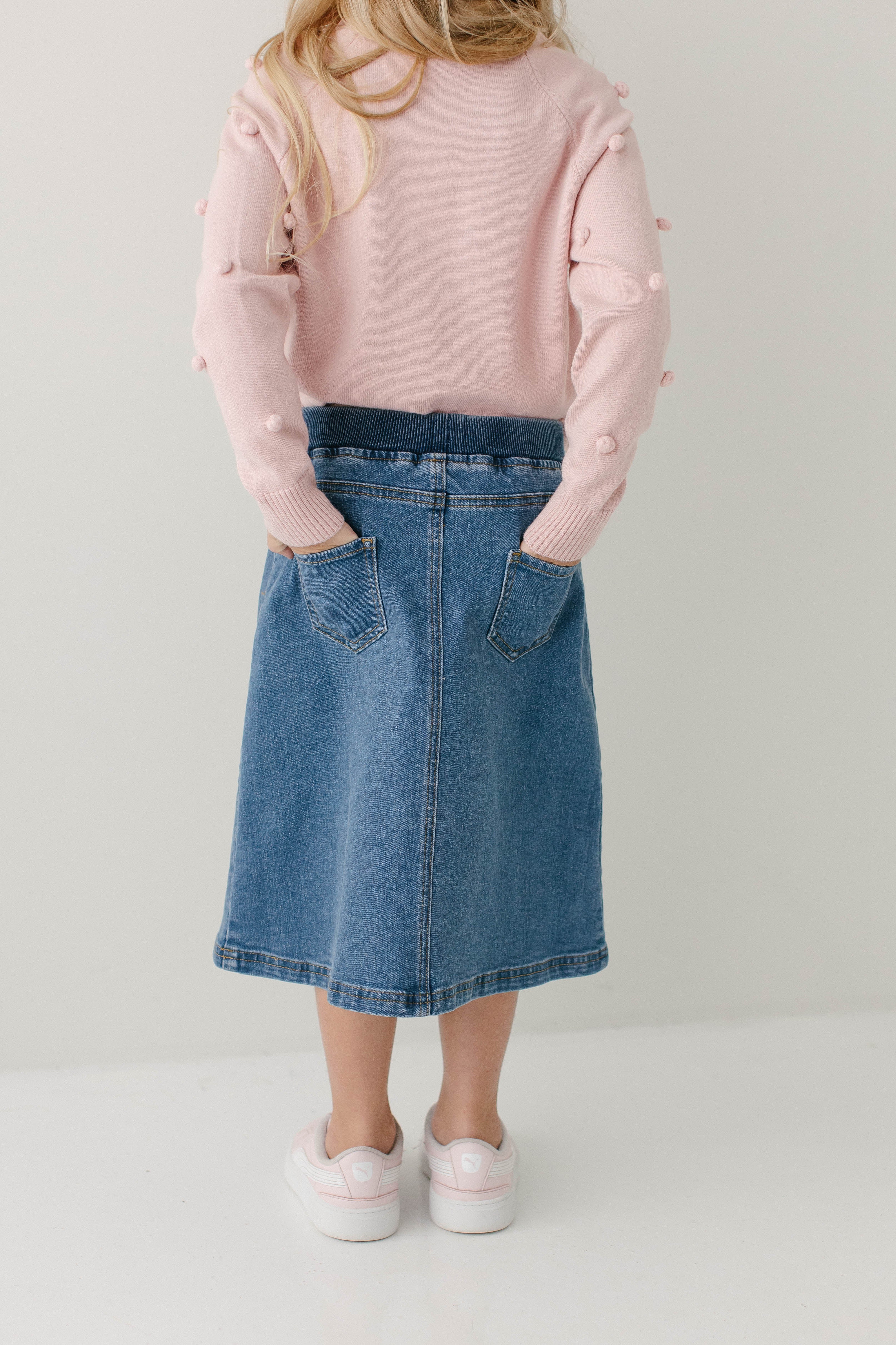 Ava Girl Denim Skirt in Medium Wash - Image 8