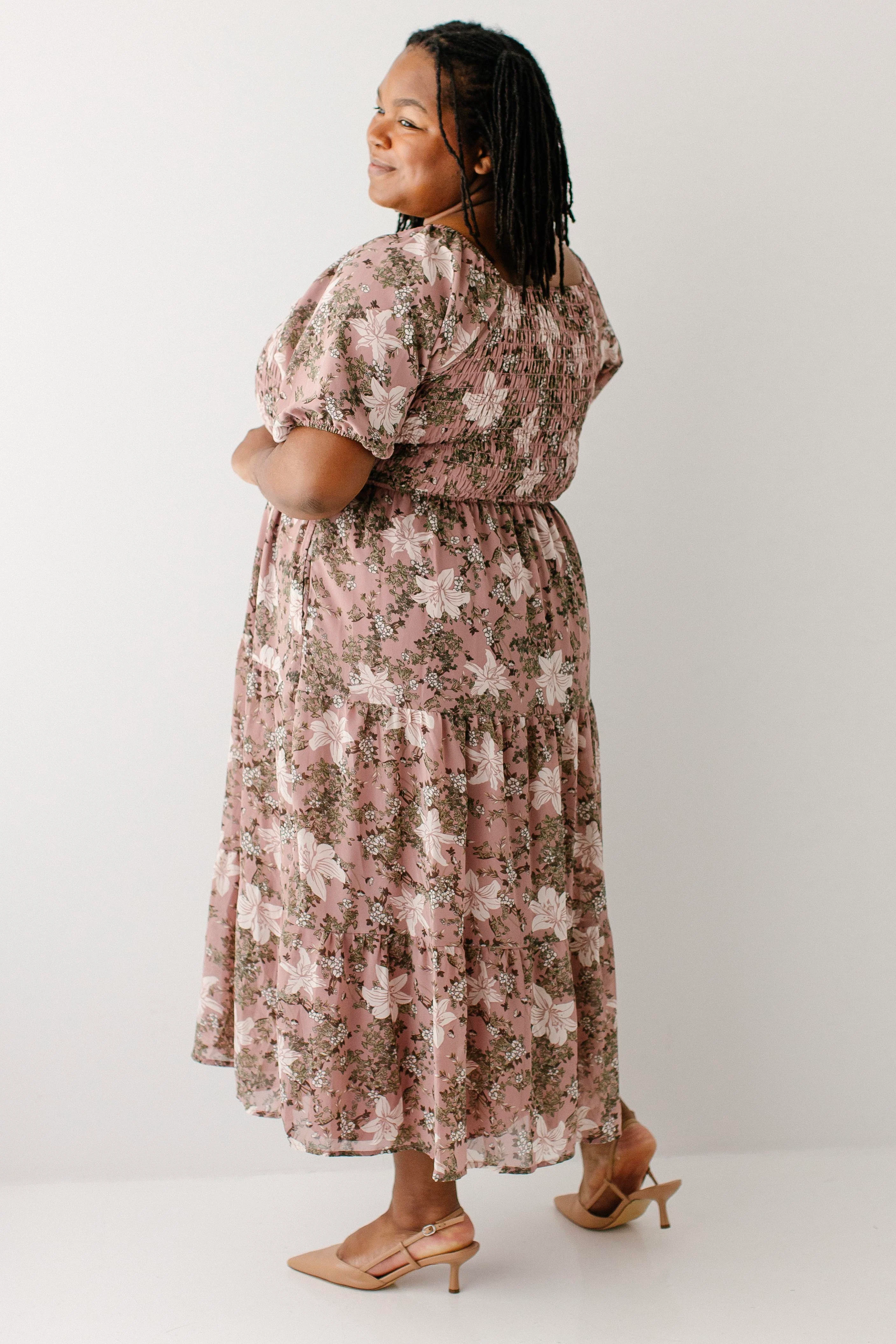 Avery Smocked Bodice Lily Print Dress - Image 12
