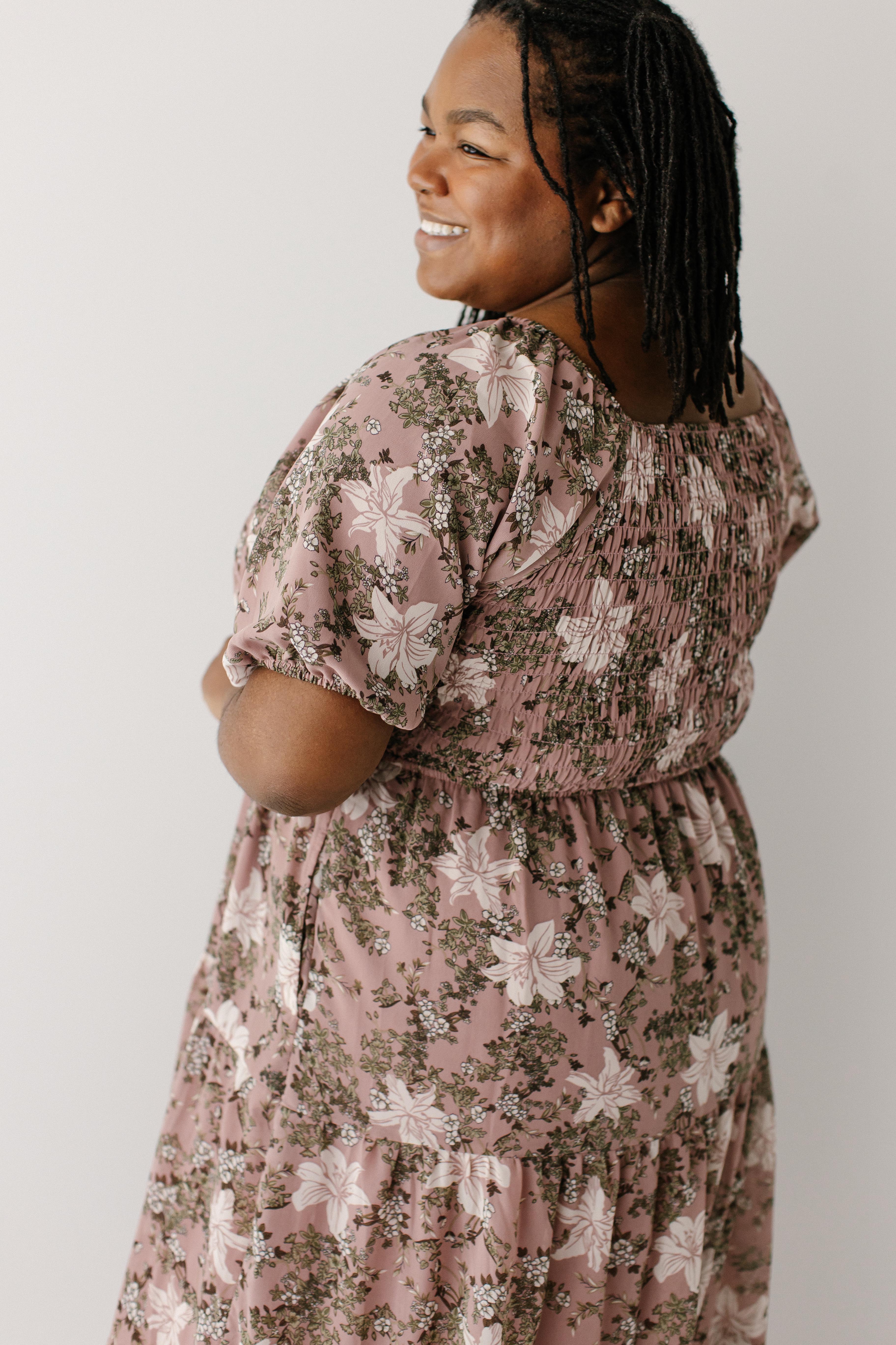 Avery Smocked Bodice Lily Print Dress - Image 13