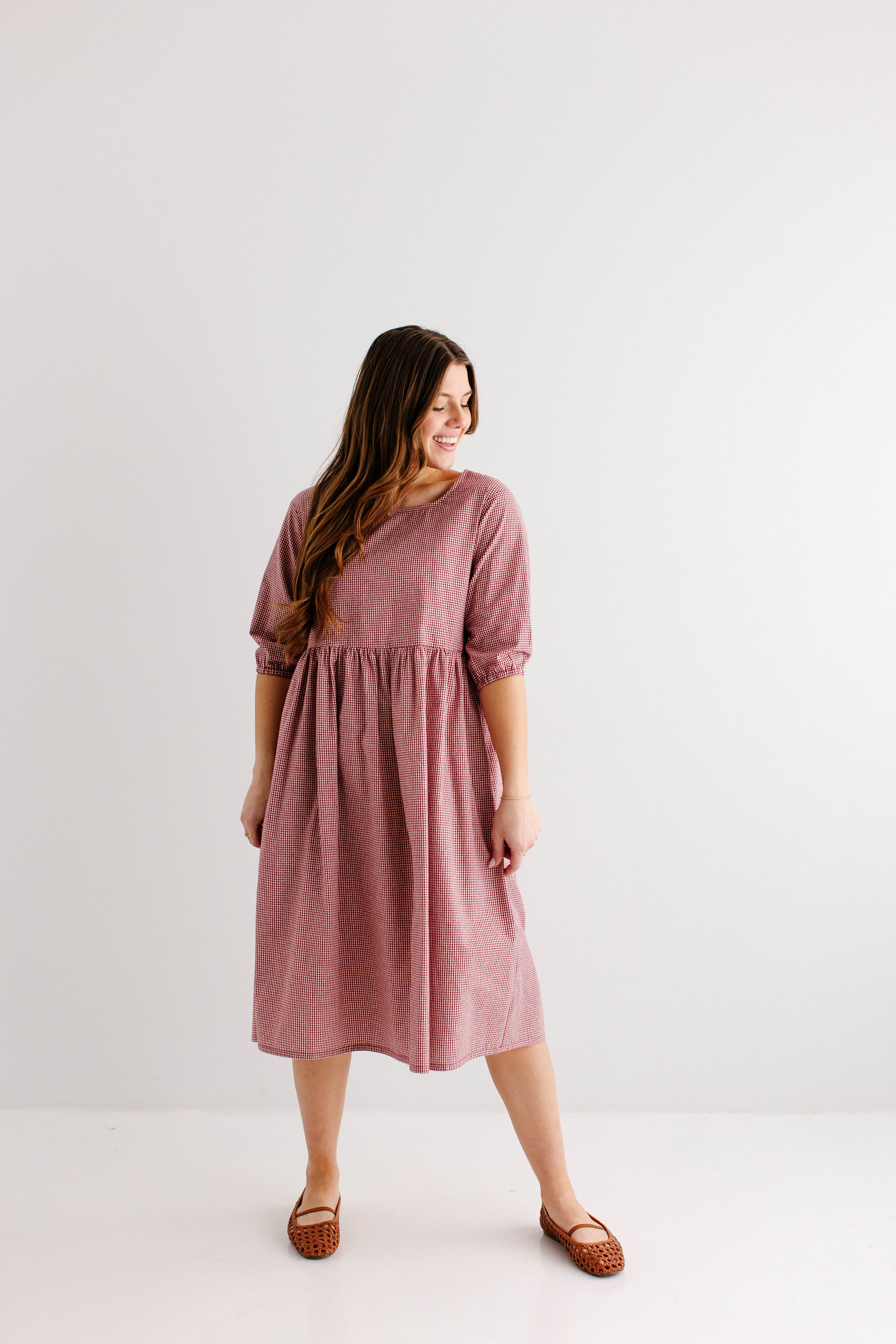 Beth Square Neck Gingham Midi Dress - Image 10