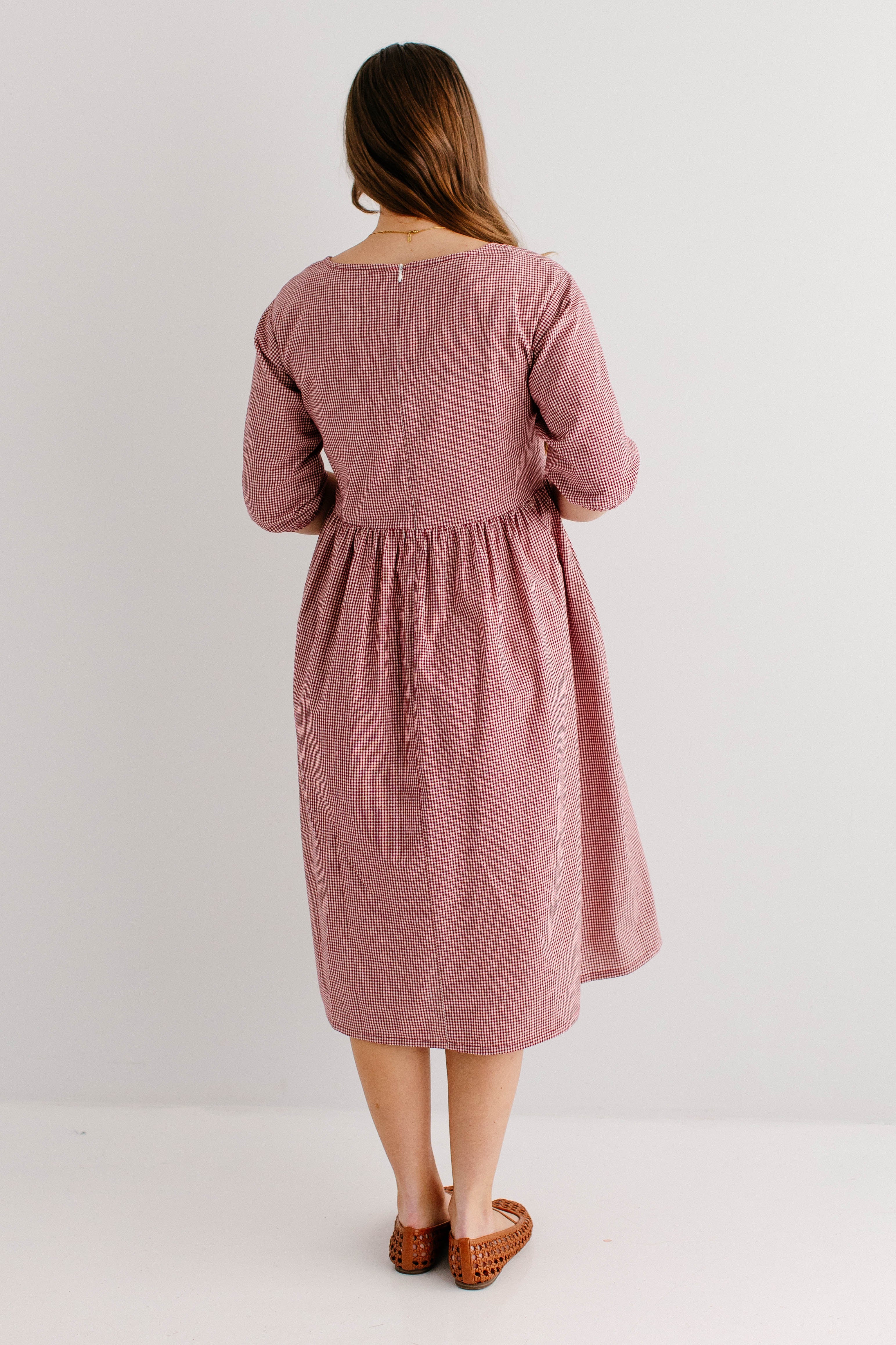 Beth Square Neck Gingham Midi Dress - Image 12