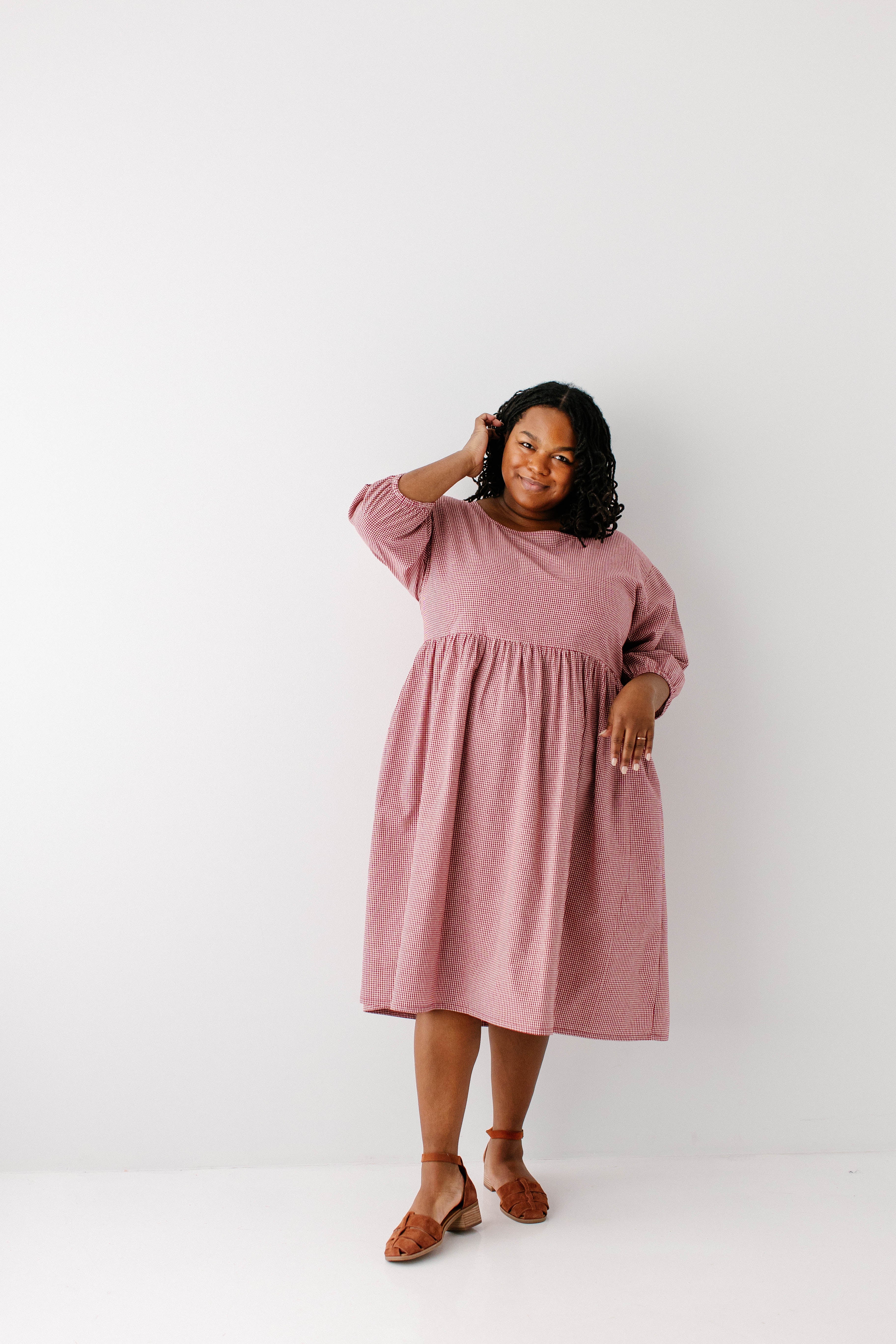 Beth Square Neck Gingham Midi Dress - Image 13