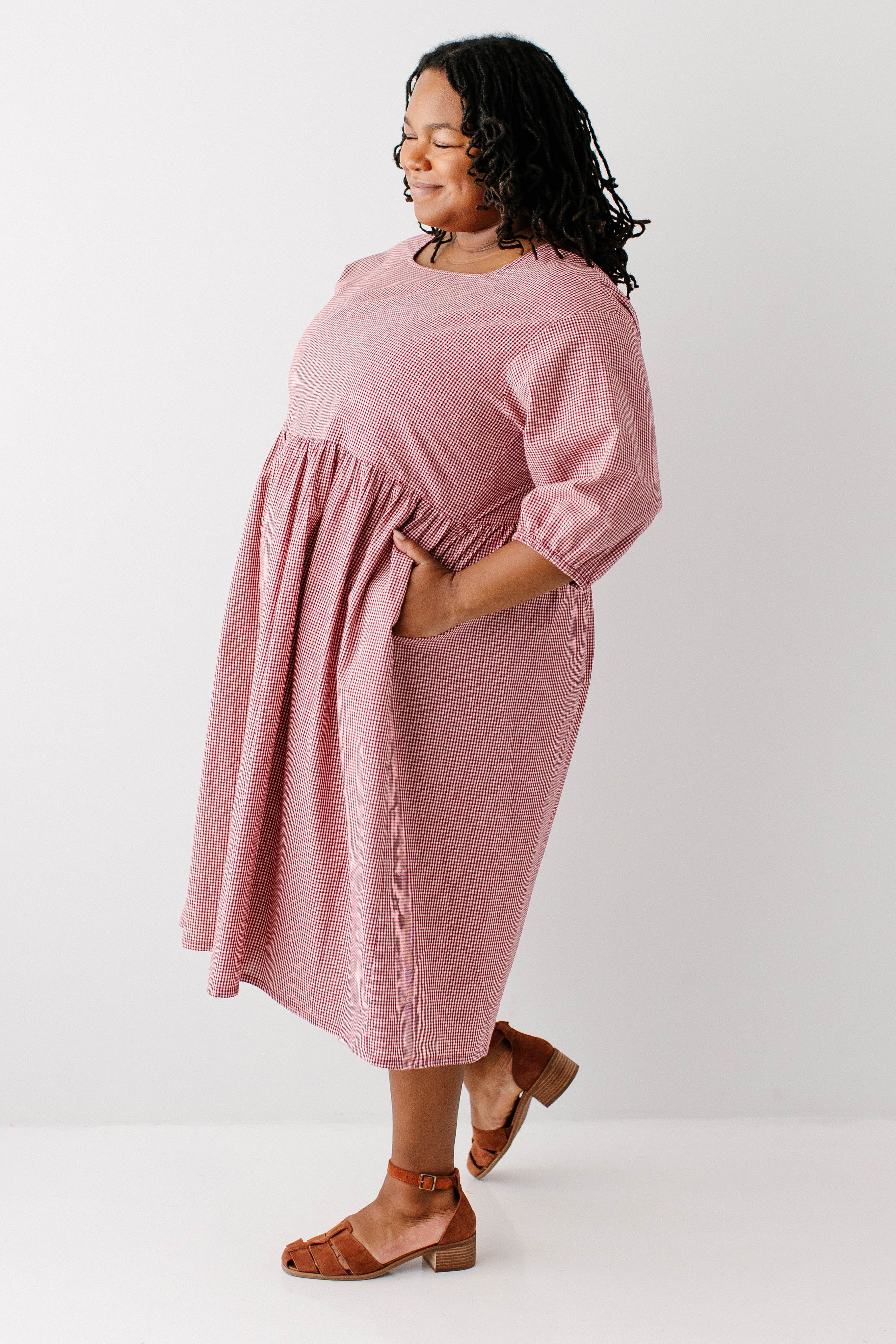 Beth Square Neck Gingham Midi Dress - Image 16