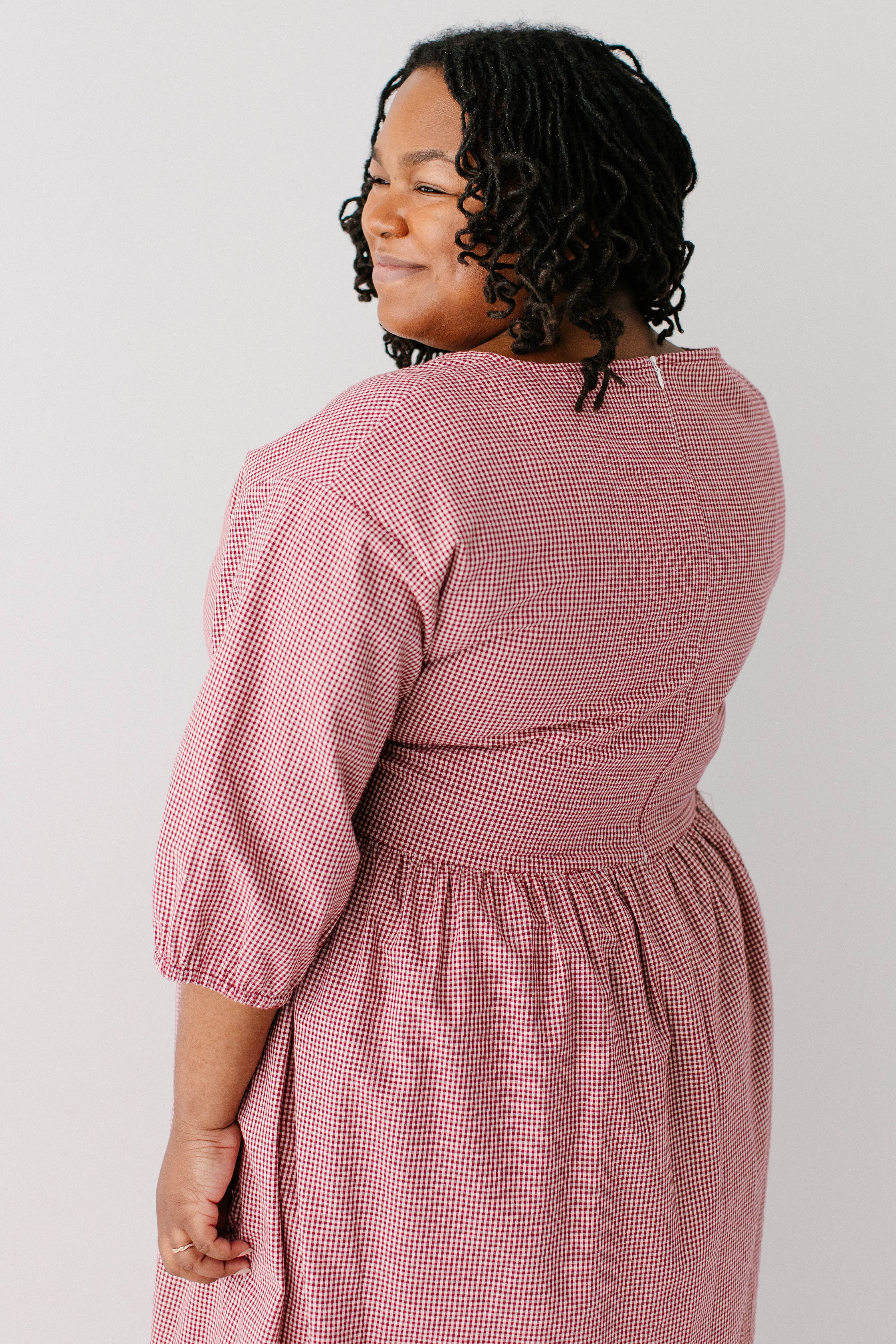 Beth Square Neck Gingham Midi Dress - Image 17