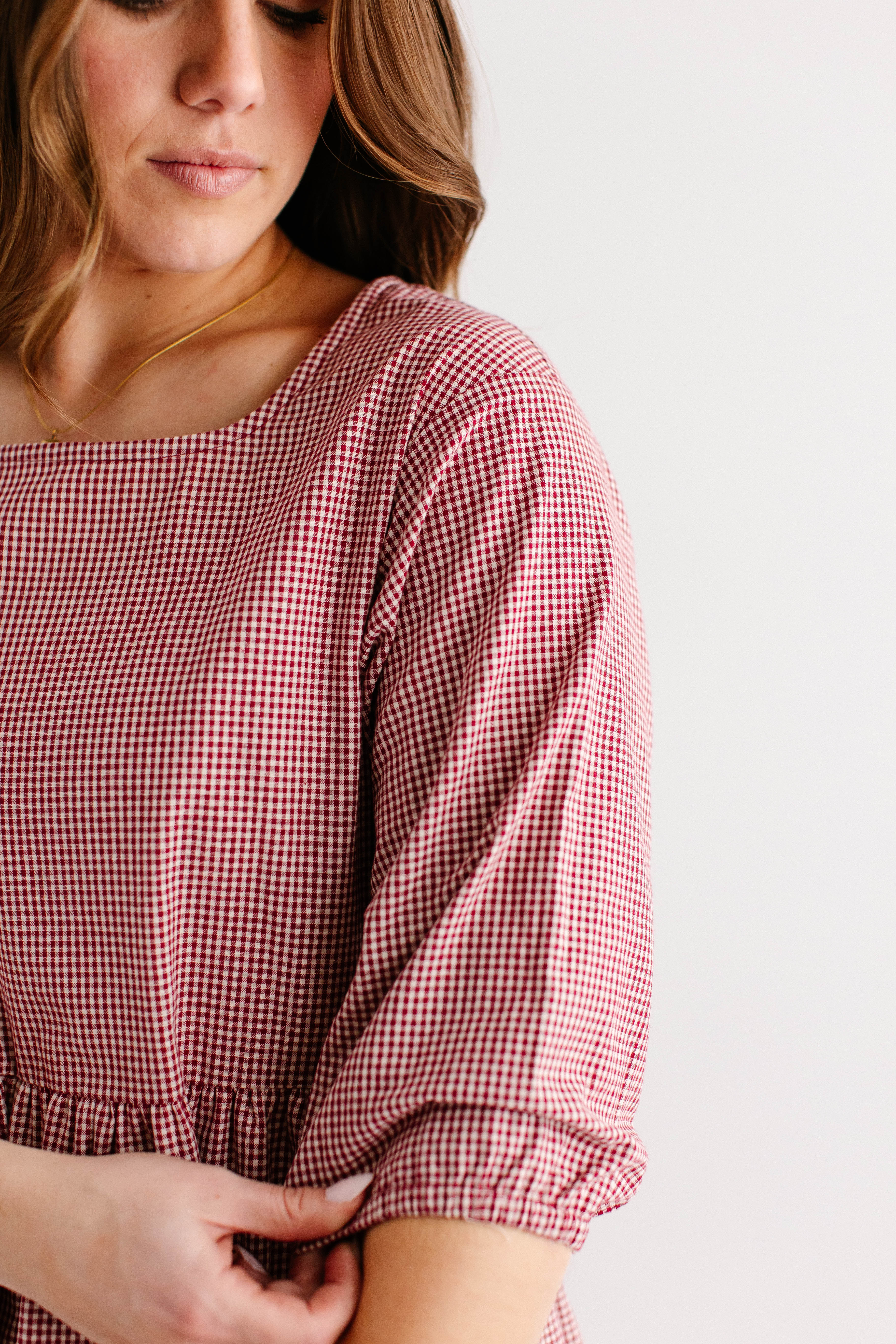 Beth Square Neck Gingham Midi Dress - Image 9